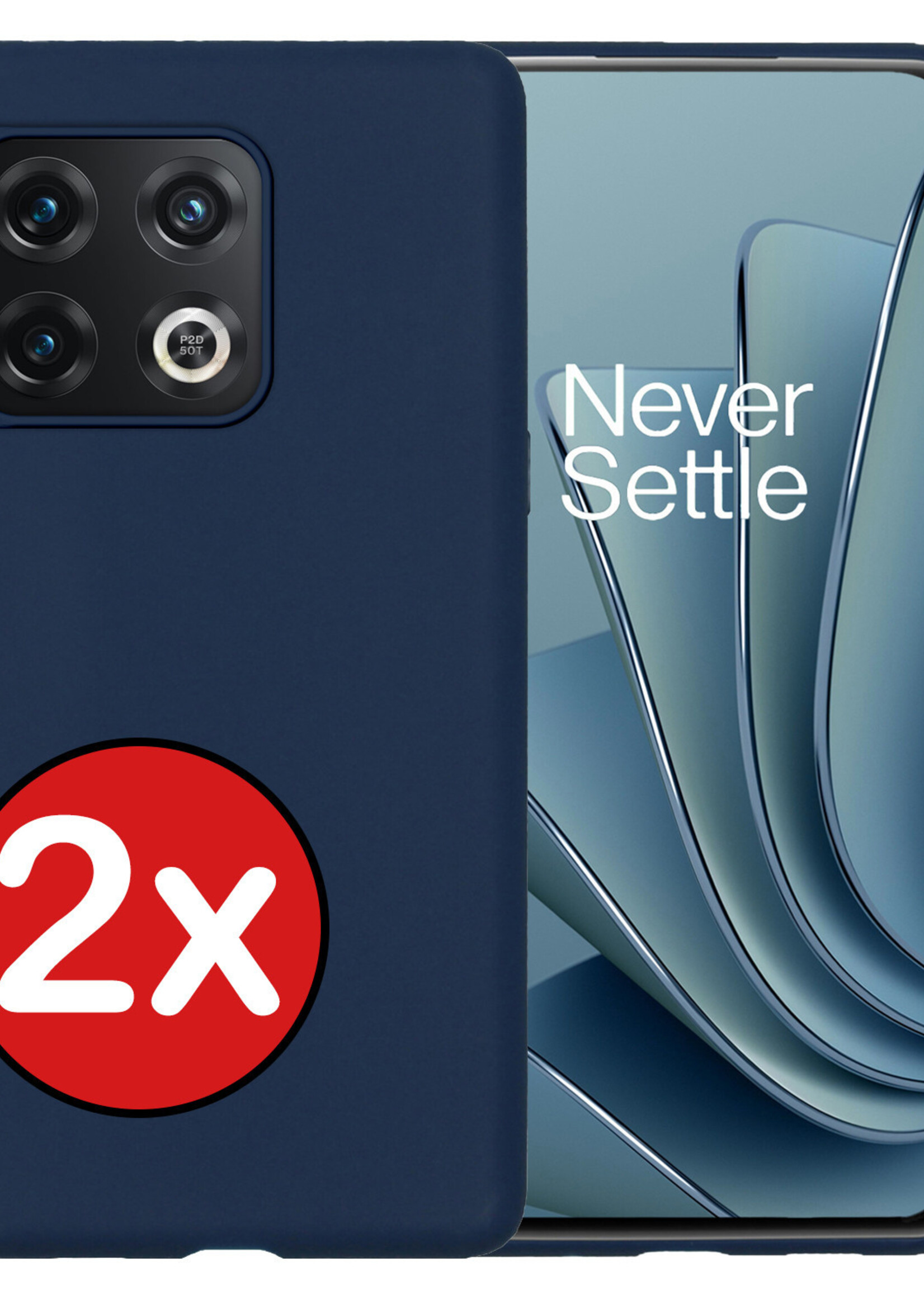 BTH Hoesje Geschikt voor OnePlus 10 Pro Hoesje Siliconen Case Hoes - Hoes Geschikt voor OnePlus 10 Pro Hoes Cover Case - Donkerblauw - 2 PACK