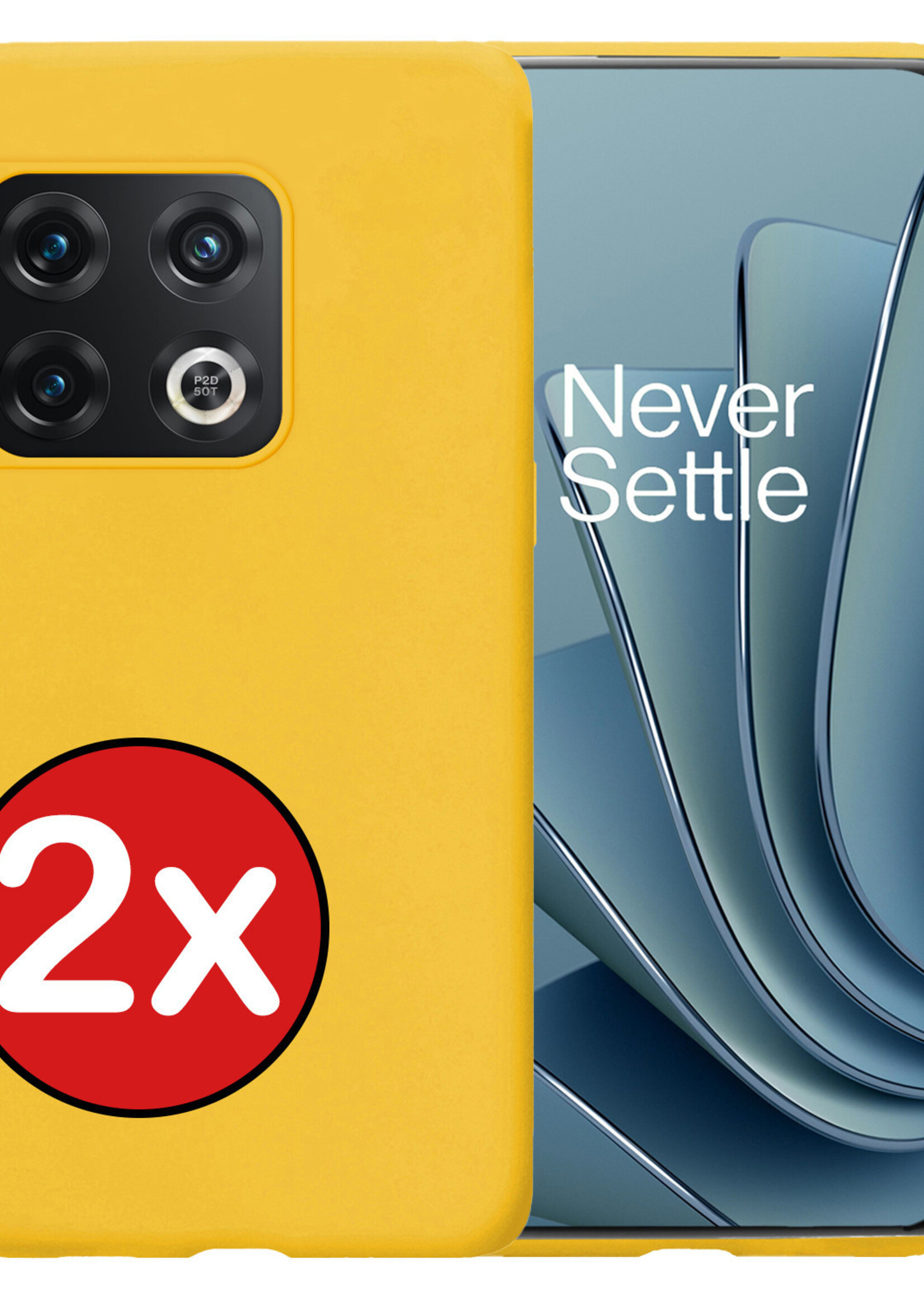 BTH Hoesje Geschikt voor OnePlus 10 Pro Hoesje Siliconen Case Hoes - Hoes Geschikt voor OnePlus 10 Pro Hoes Cover Case - Geel - 2 PACK