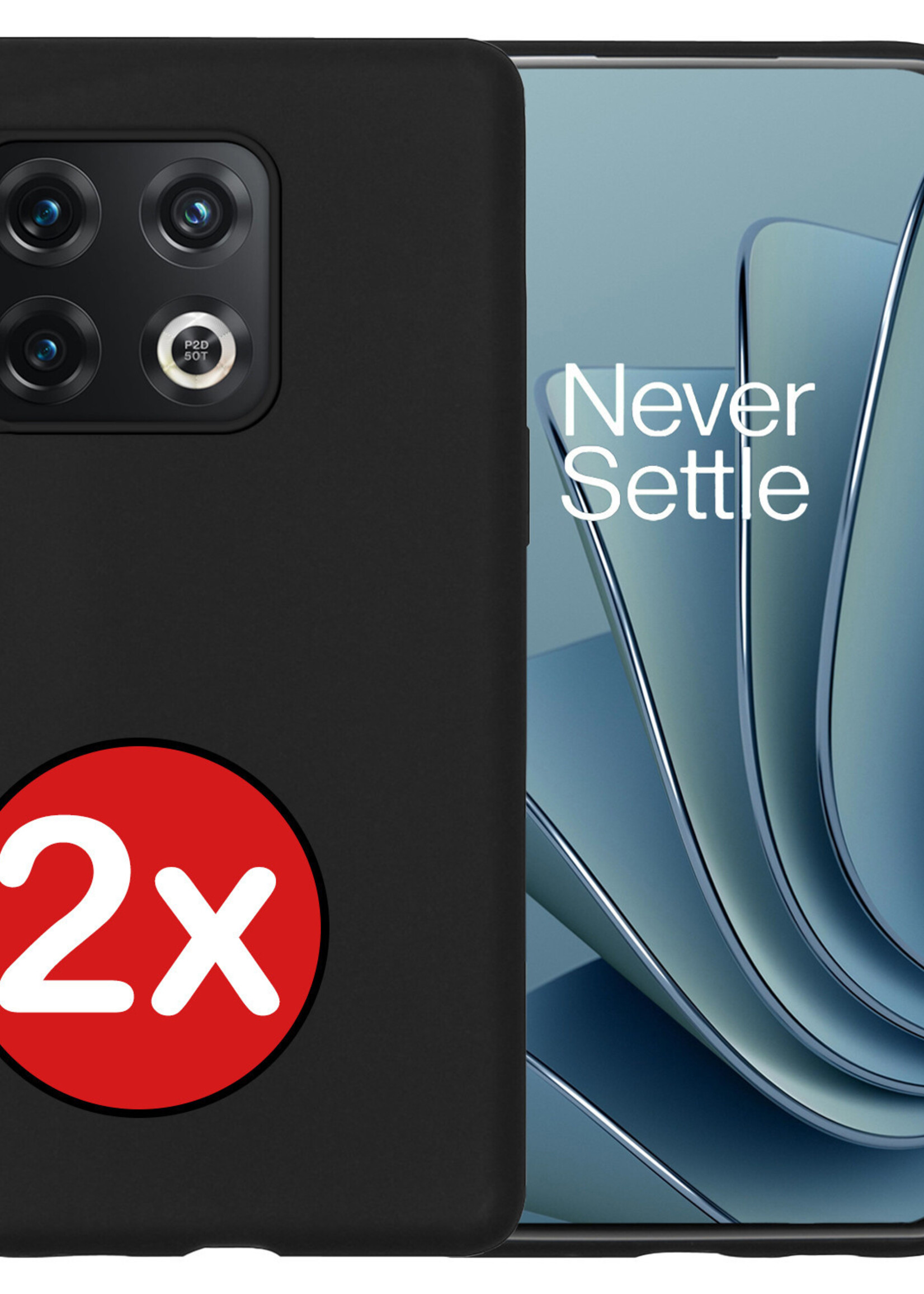 BTH Hoesje Geschikt voor OnePlus 10 Pro Hoesje Siliconen Case Hoes - Hoes Geschikt voor OnePlus 10 Pro Hoes Cover Case - Zwart - 2 PACK