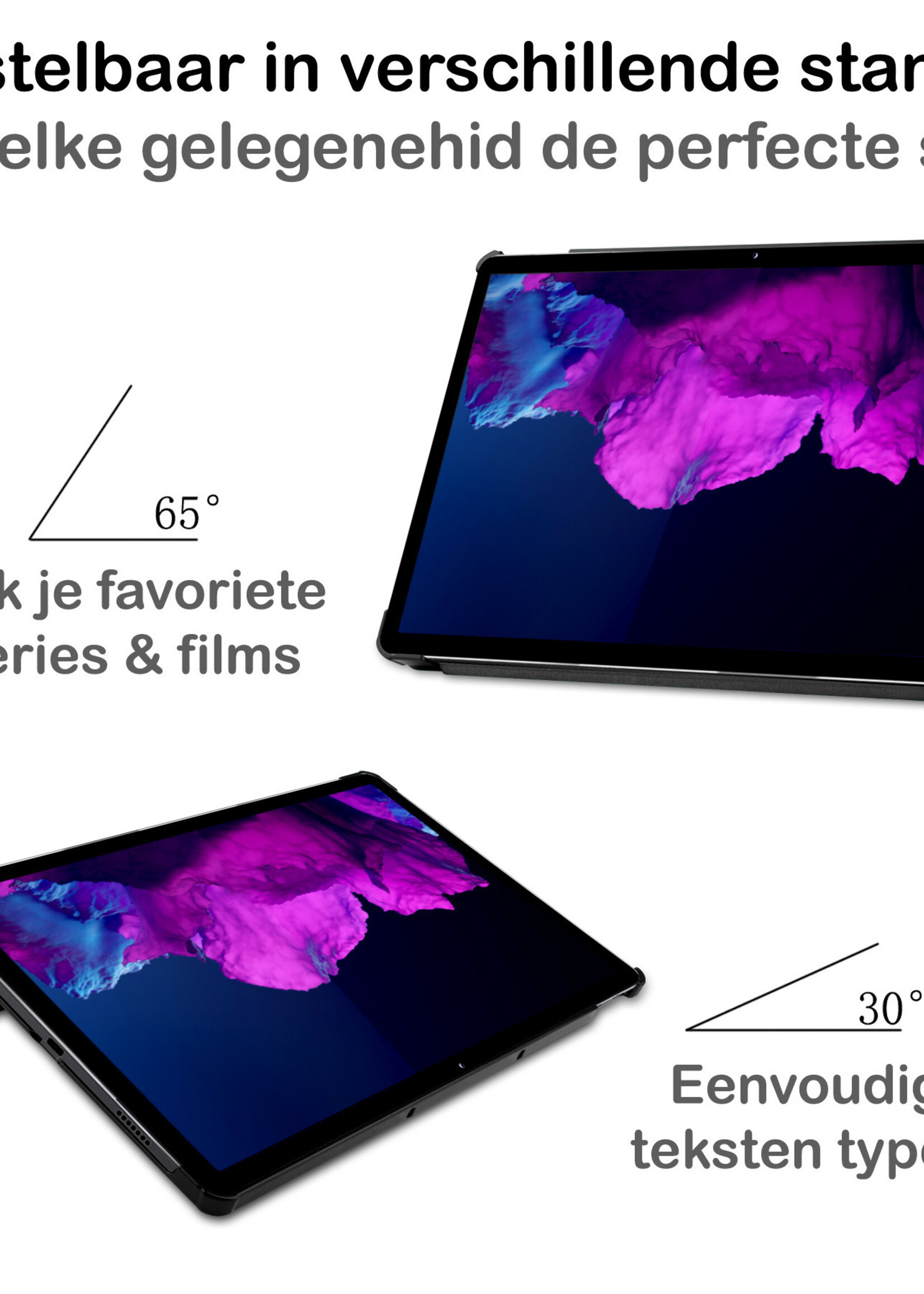 BTH Hoes Geschikt voor Lenovo Tab P11 Plus Hoes Book Case Hoesje Trifold Cover Met Screenprotector - Hoesje Geschikt voor Lenovo Tab P11 Plus Hoesje Bookcase - Donkergroen