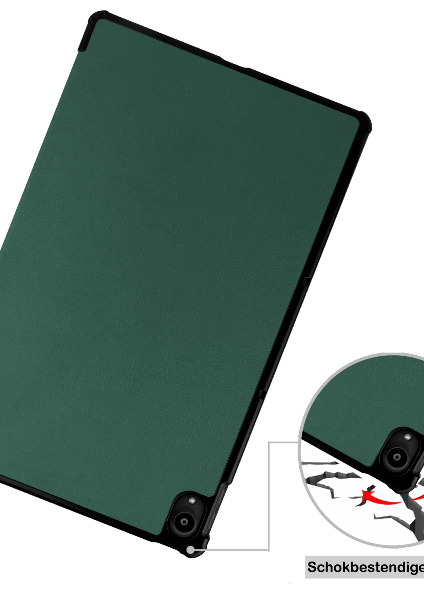 BTH Hoes Geschikt voor Lenovo Tab P11 Plus Hoes Book Case Hoesje Trifold Cover Met Screenprotector - Hoesje Geschikt voor Lenovo Tab P11 Plus Hoesje Bookcase - Donkergroen