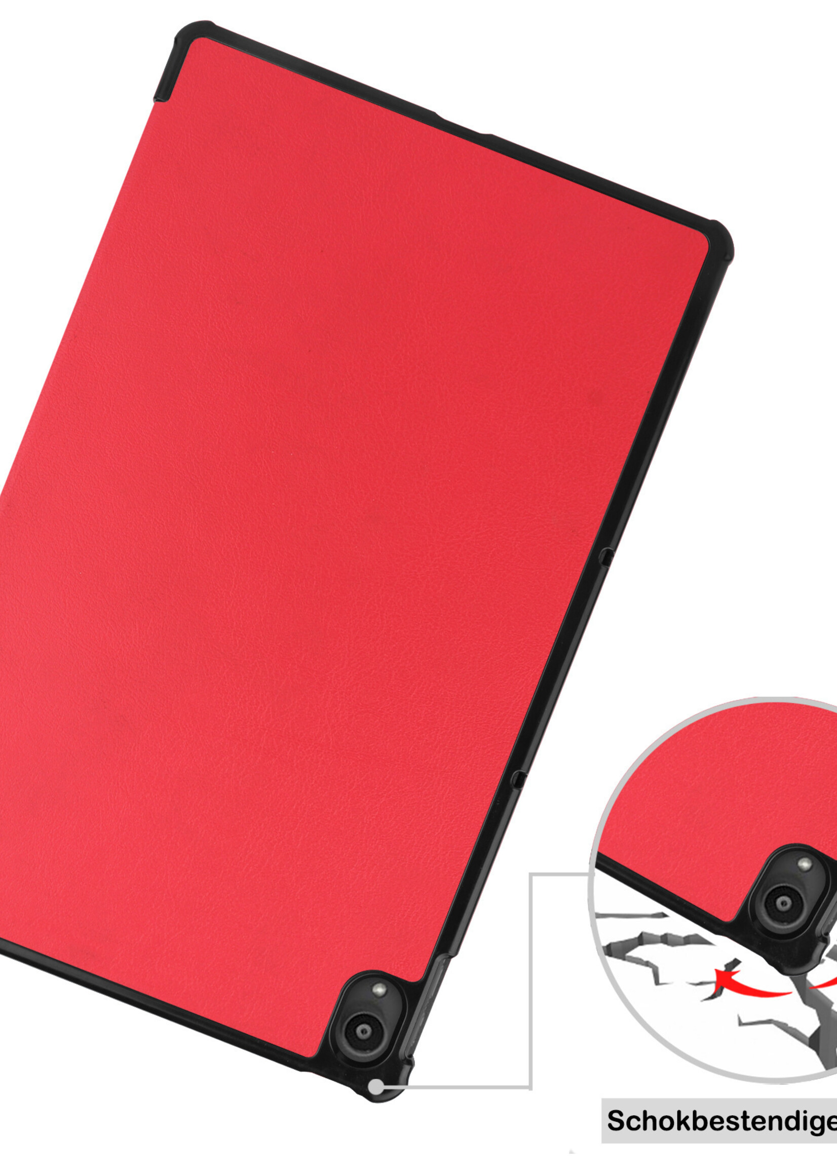 BTH Hoes Geschikt voor Lenovo Tab P11 Plus Hoes Book Case Hoesje Trifold Cover Met Screenprotector - Hoesje Geschikt voor Lenovo Tab P11 Plus Hoesje Bookcase - Rood