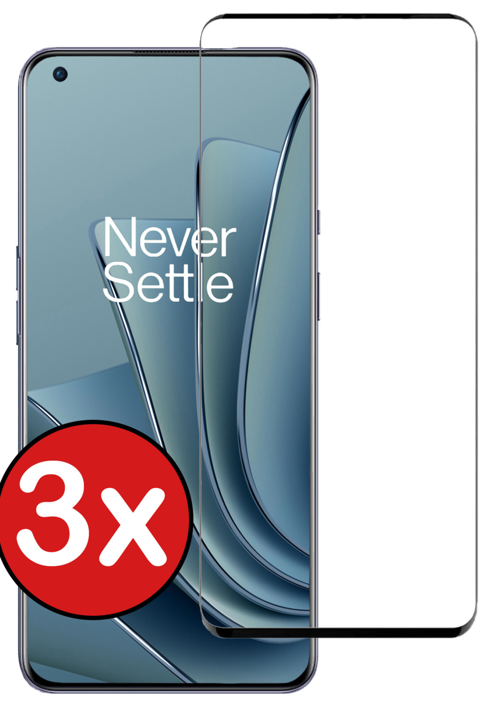 BTH Screenprotector Geschikt voor OnePlus 10 Pro Screenprotector Glas Gehard Tempered Glass Full Cover - Screenprotector Geschikt voor OnePlus 10 Pro Screen Protector Screen Cover - 3 PACK
