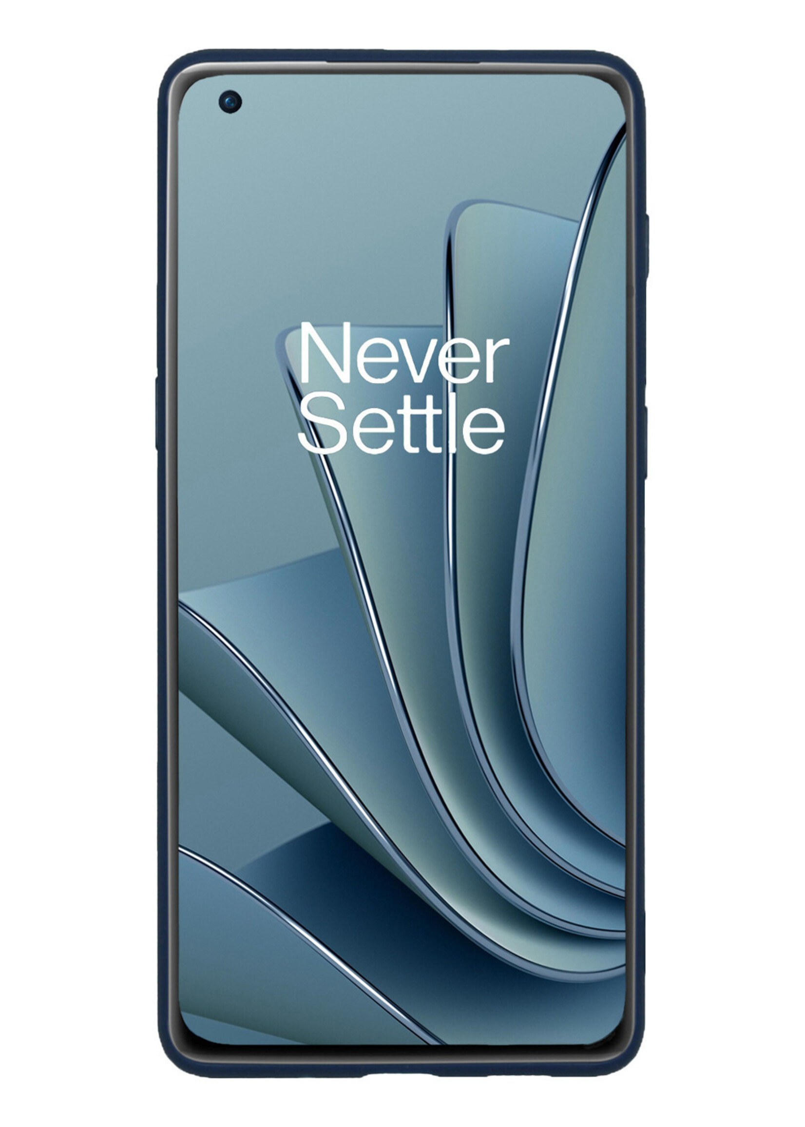 BTH Hoesje Geschikt voor OnePlus 10 Pro Hoesje Siliconen Case Hoes Met Screenprotector - Hoes Geschikt voor OnePlus 10 Pro Hoes Cover Case - Donkerblauw