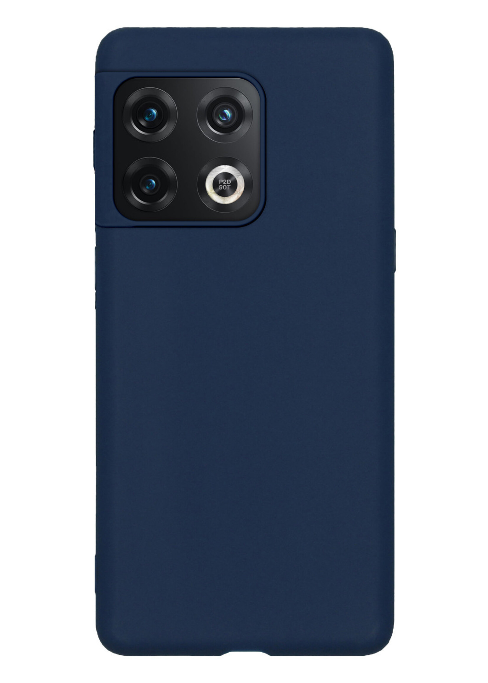 BTH Hoesje Geschikt voor OnePlus 10 Pro Hoesje Siliconen Case Hoes Met Screenprotector - Hoes Geschikt voor OnePlus 10 Pro Hoes Cover Case - Donkerblauw