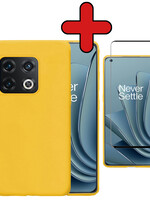 BTH BTH OnePlus 10 Pro Hoesje Siliconen Met Screenprotector - Geel
