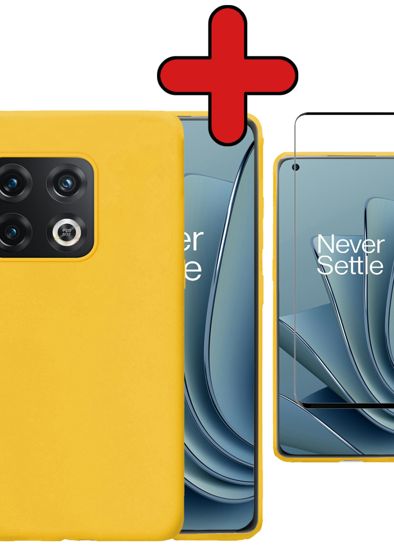 BTH Hoesje Geschikt voor OnePlus 10 Pro Hoesje Siliconen Case Hoes Met Screenprotector - Hoes Geschikt voor OnePlus 10 Pro Hoes Cover Case - Geel