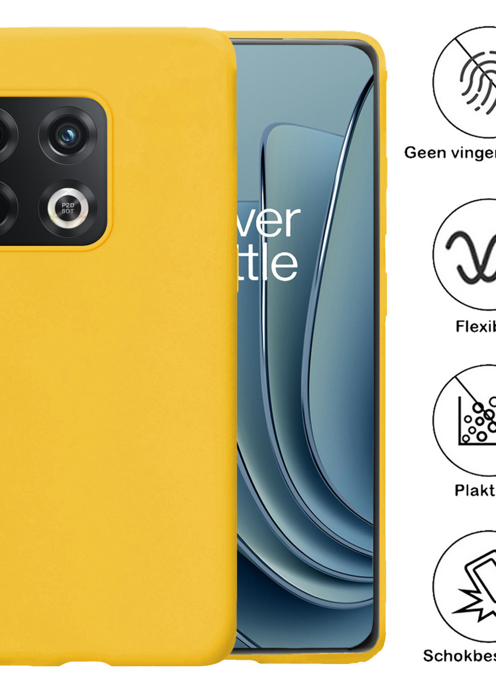 BTH Hoesje Geschikt voor OnePlus 10 Pro Hoesje Siliconen Case Hoes Met Screenprotector - Hoes Geschikt voor OnePlus 10 Pro Hoes Cover Case - Geel