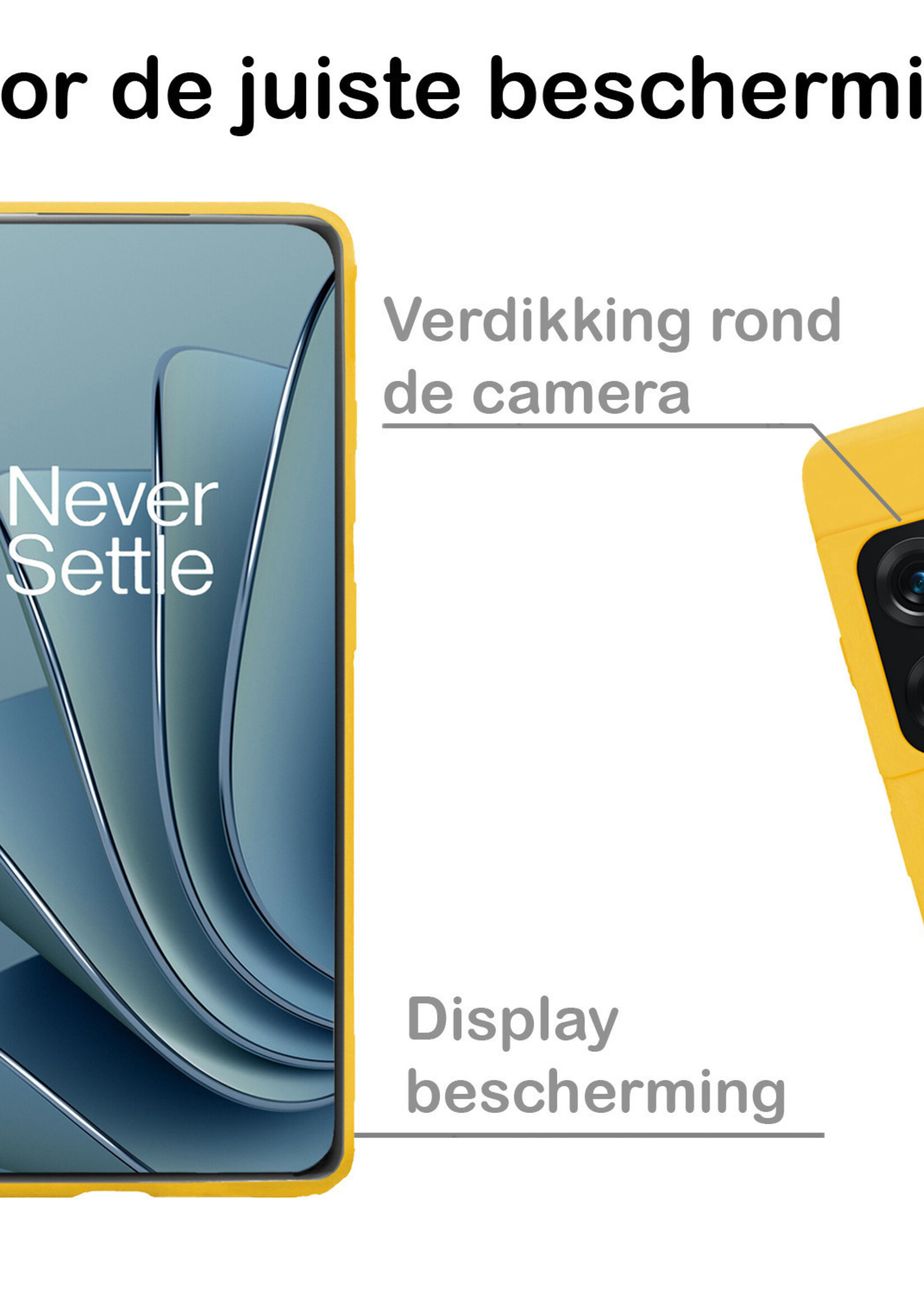 BTH Hoesje Geschikt voor OnePlus 10 Pro Hoesje Siliconen Case Hoes Met Screenprotector - Hoes Geschikt voor OnePlus 10 Pro Hoes Cover Case - Geel