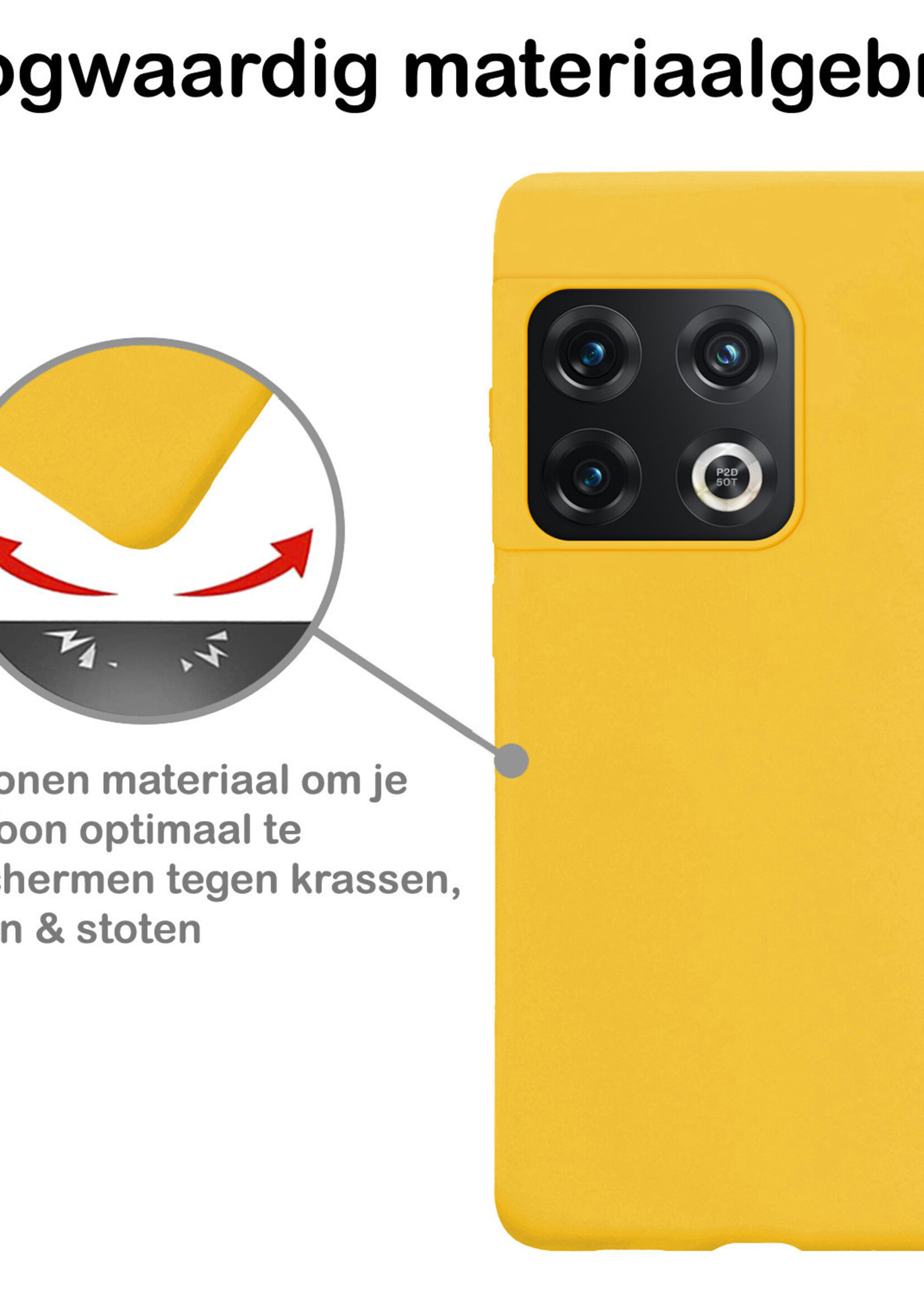 BTH Hoesje Geschikt voor OnePlus 10 Pro Hoesje Siliconen Case Hoes Met Screenprotector - Hoes Geschikt voor OnePlus 10 Pro Hoes Cover Case - Geel