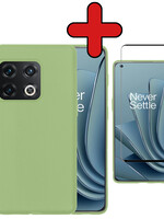 BTH BTH OnePlus 10 Pro Hoesje Siliconen Met Screenprotector - Groen