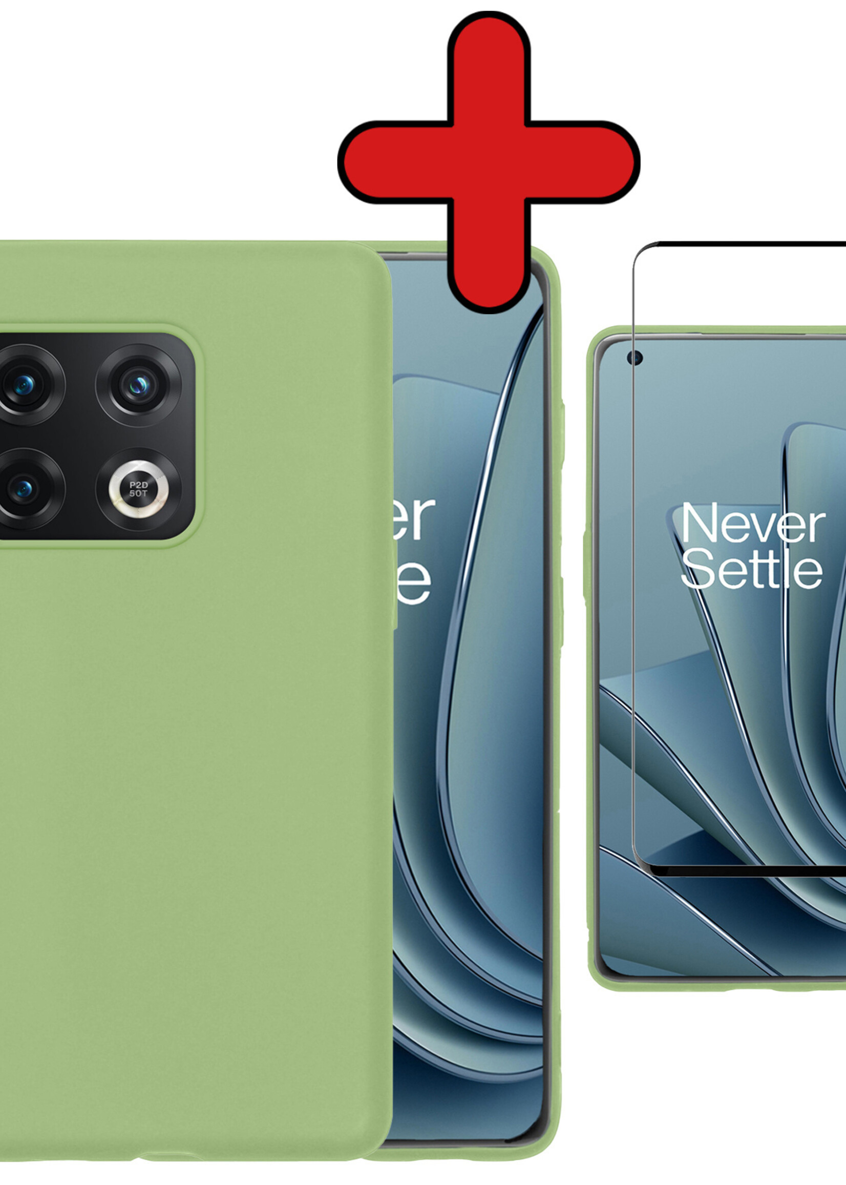 BTH Hoesje Geschikt voor OnePlus 10 Pro Hoesje Siliconen Case Hoes Met Screenprotector - Hoes Geschikt voor OnePlus 10 Pro Hoes Cover Case - Groen