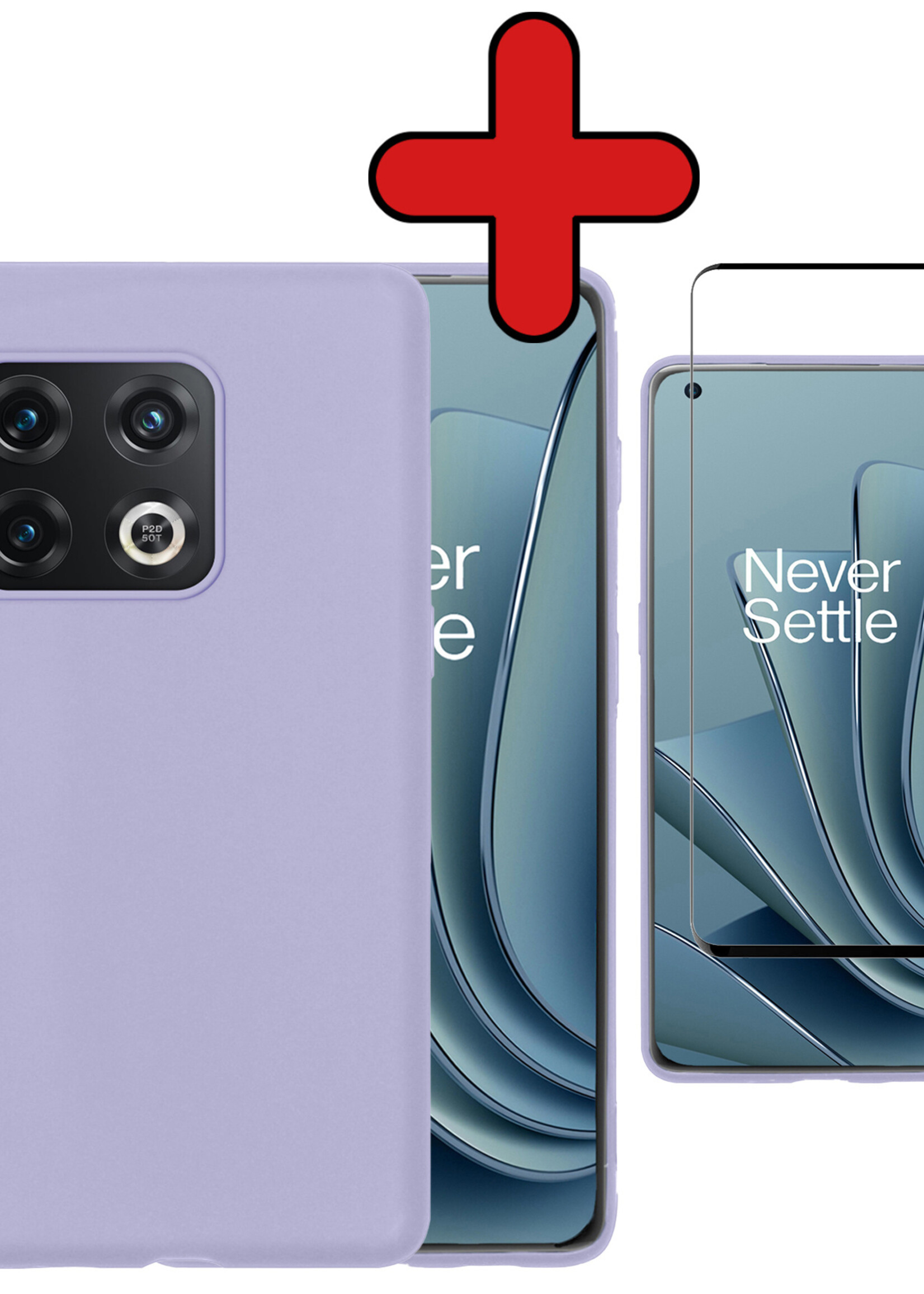 BTH Hoesje Geschikt voor OnePlus 10 Pro Hoesje Siliconen Case Hoes Met Screenprotector - Hoes Geschikt voor OnePlus 10 Pro Hoes Cover Case - Lila