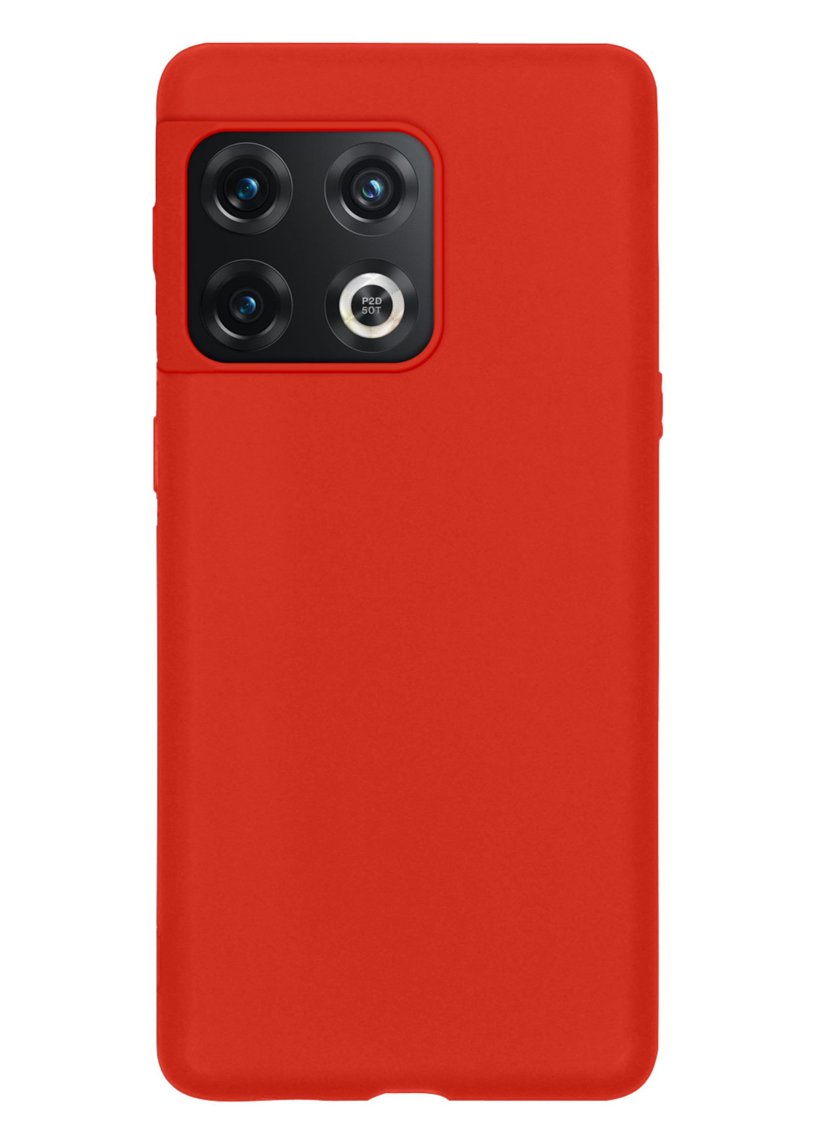 BTH Hoesje Geschikt voor OnePlus 10 Pro Hoesje Siliconen Case Hoes Met Screenprotector - Hoes Geschikt voor OnePlus 10 Pro Hoes Cover Case - Rood