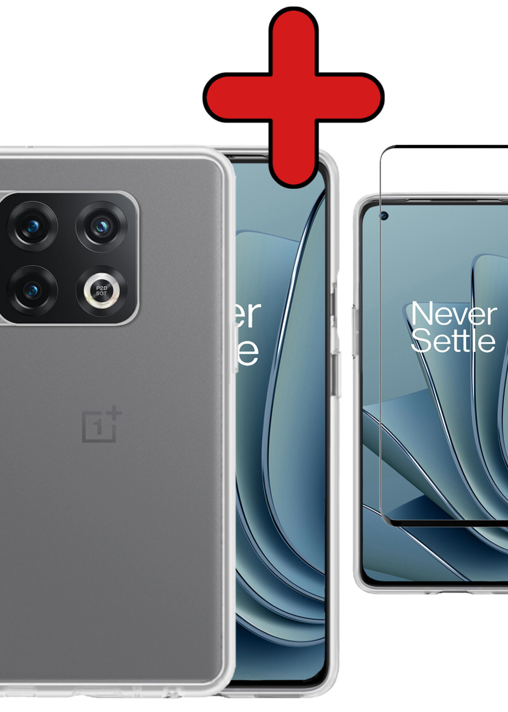 BTH Hoesje Geschikt voor OnePlus 10 Pro Hoesje Siliconen Case Hoes Met Screenprotector - Hoes Geschikt voor OnePlus 10 Pro Hoes Cover Case - Transparant