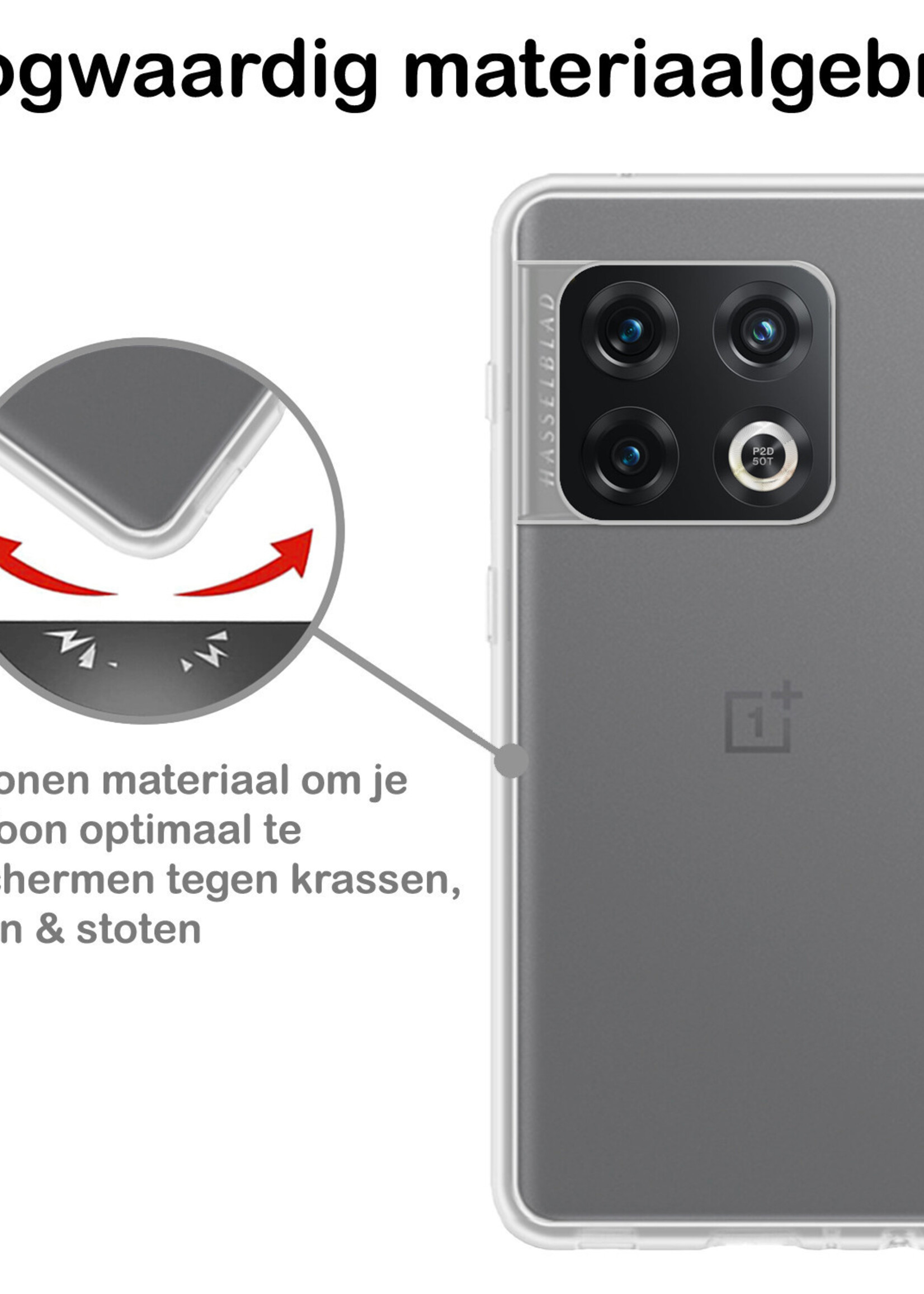 BTH Hoesje Geschikt voor OnePlus 10 Pro Hoesje Siliconen Case Hoes Met Screenprotector - Hoes Geschikt voor OnePlus 10 Pro Hoes Cover Case - Transparant