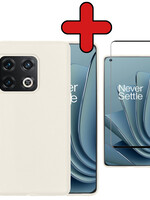 BTH BTH OnePlus 10 Pro Hoesje Siliconen Met Screenprotector - Wit