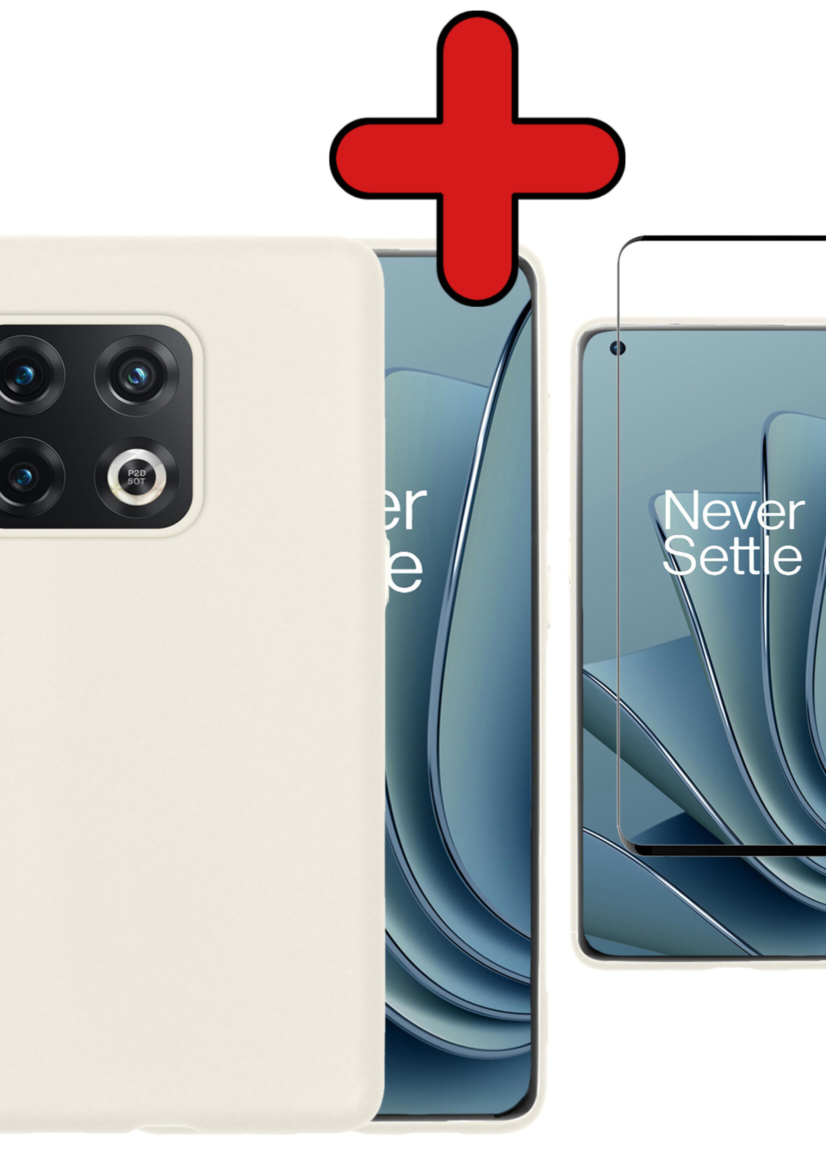 BTH Hoesje Geschikt voor OnePlus 10 Pro Hoesje Siliconen Case Hoes Met Screenprotector - Hoes Geschikt voor OnePlus 10 Pro Hoes Cover Case - Wit