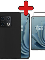 BTH BTH OnePlus 10 Pro Hoesje Siliconen Met Screenprotector - Zwart