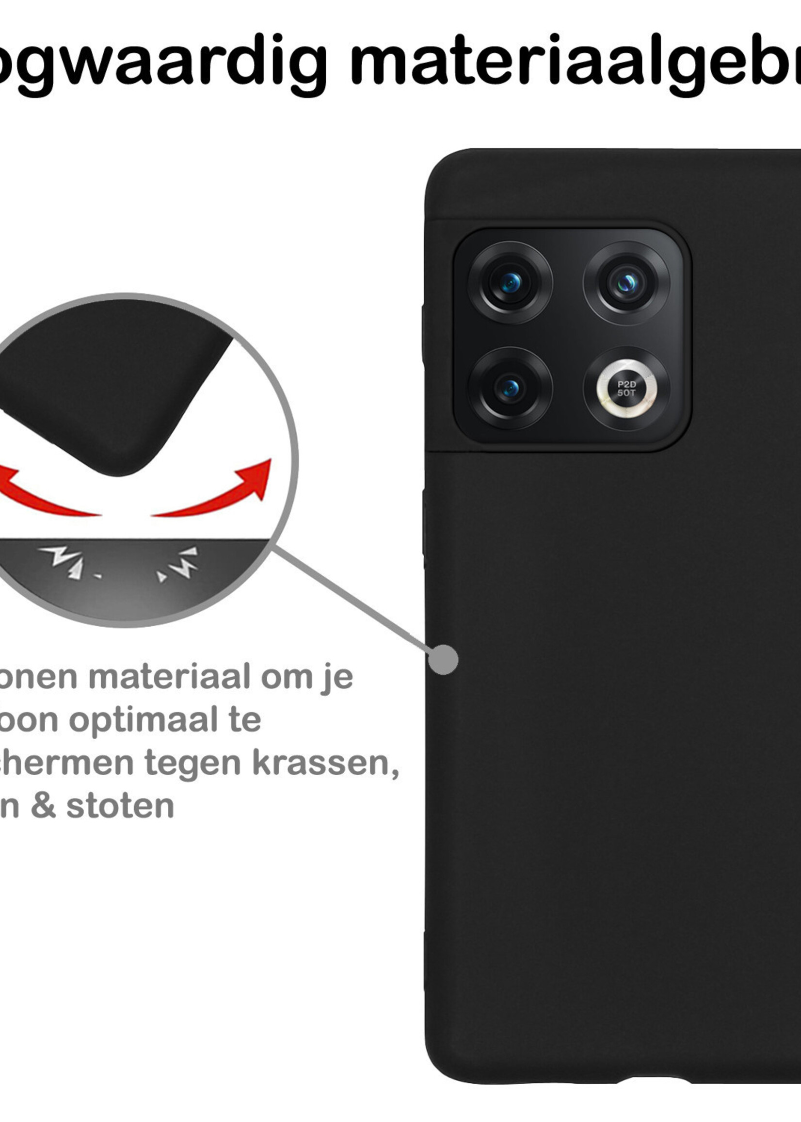 BTH Hoesje Geschikt voor OnePlus 10 Pro Hoesje Siliconen Case Hoes Met Screenprotector - Hoes Geschikt voor OnePlus 10 Pro Hoes Cover Case - Zwart