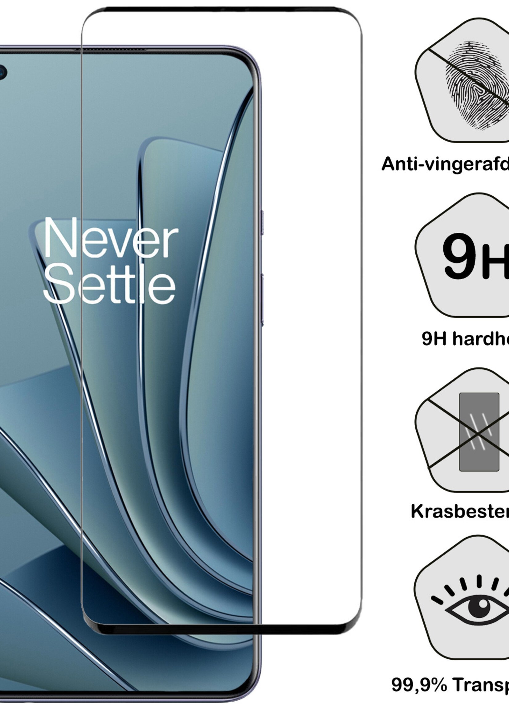 BTH Hoesje Geschikt voor OnePlus 10 Pro Hoesje Siliconen Case Hoes Met 2x Screenprotector - Hoes Geschikt voor OnePlus 10 Pro Hoes Cover Case - Donkerblauw