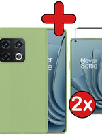 BTH BTH OnePlus 10 Pro Hoesje Siliconen Met 2x Screenprotector - Groen