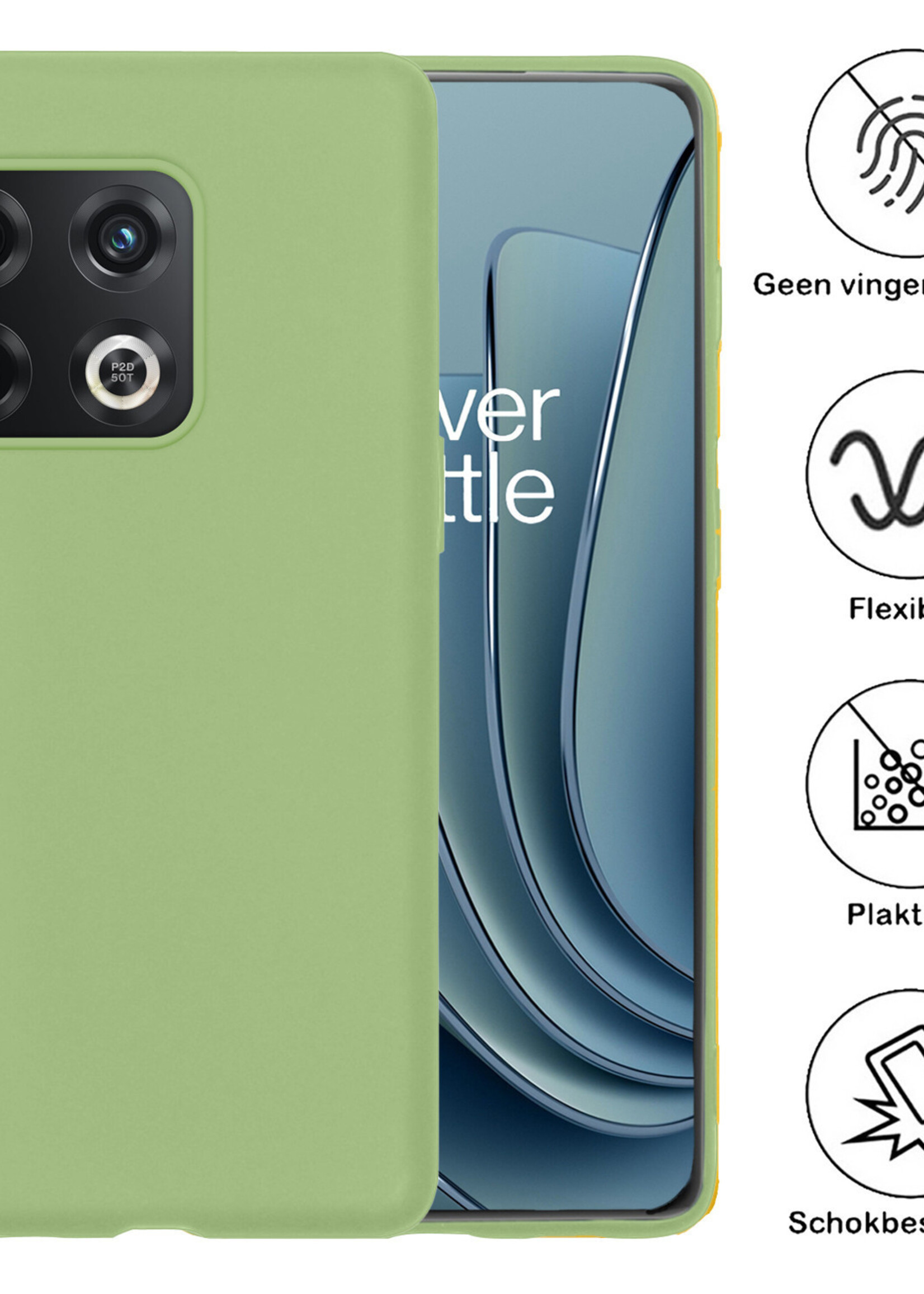 BTH Hoesje Geschikt voor OnePlus 10 Pro Hoesje Siliconen Case Hoes Met 2x Screenprotector - Hoes Geschikt voor OnePlus 10 Pro Hoes Cover Case - Groen
