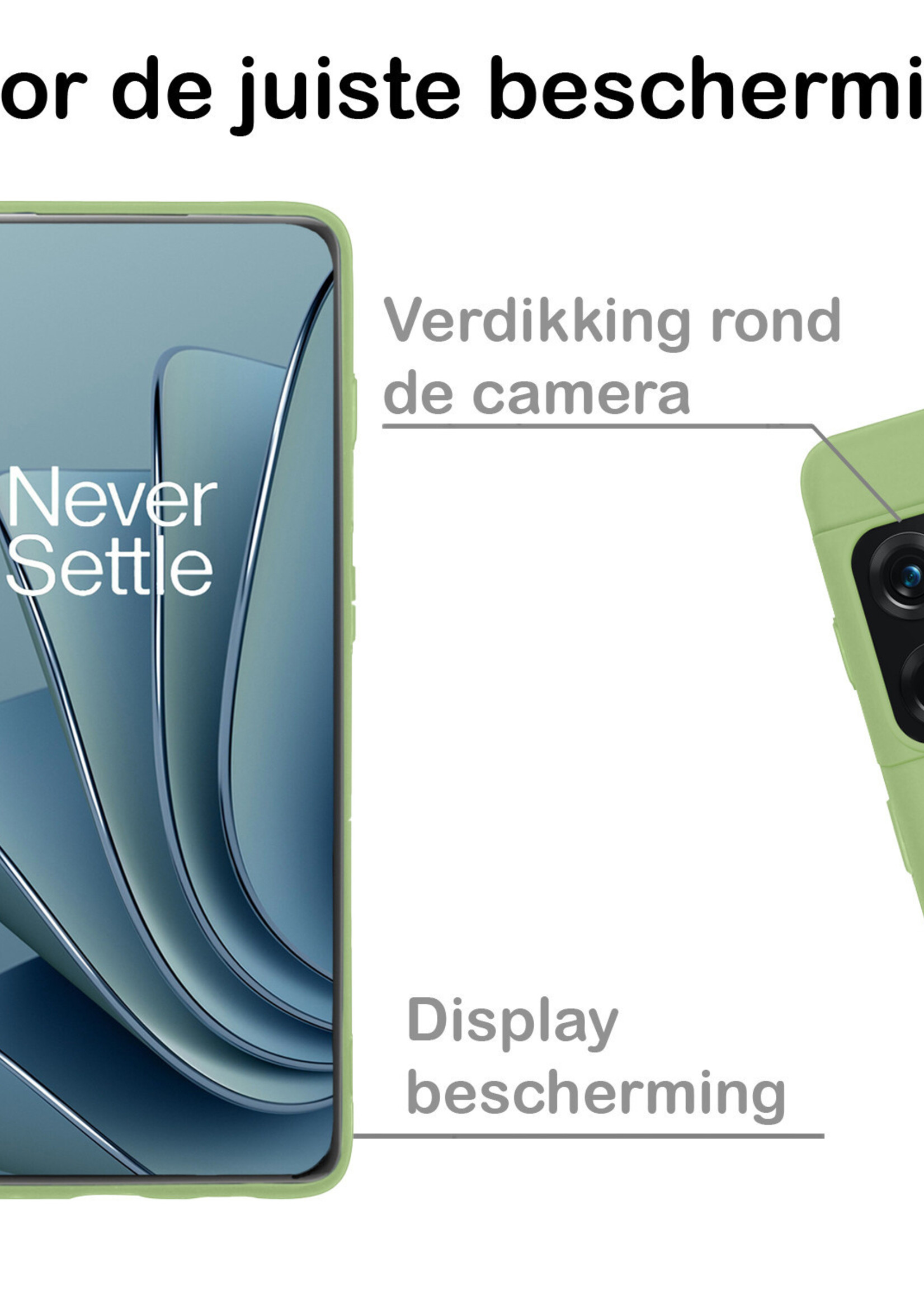 BTH Hoesje Geschikt voor OnePlus 10 Pro Hoesje Siliconen Case Hoes Met 2x Screenprotector - Hoes Geschikt voor OnePlus 10 Pro Hoes Cover Case - Groen