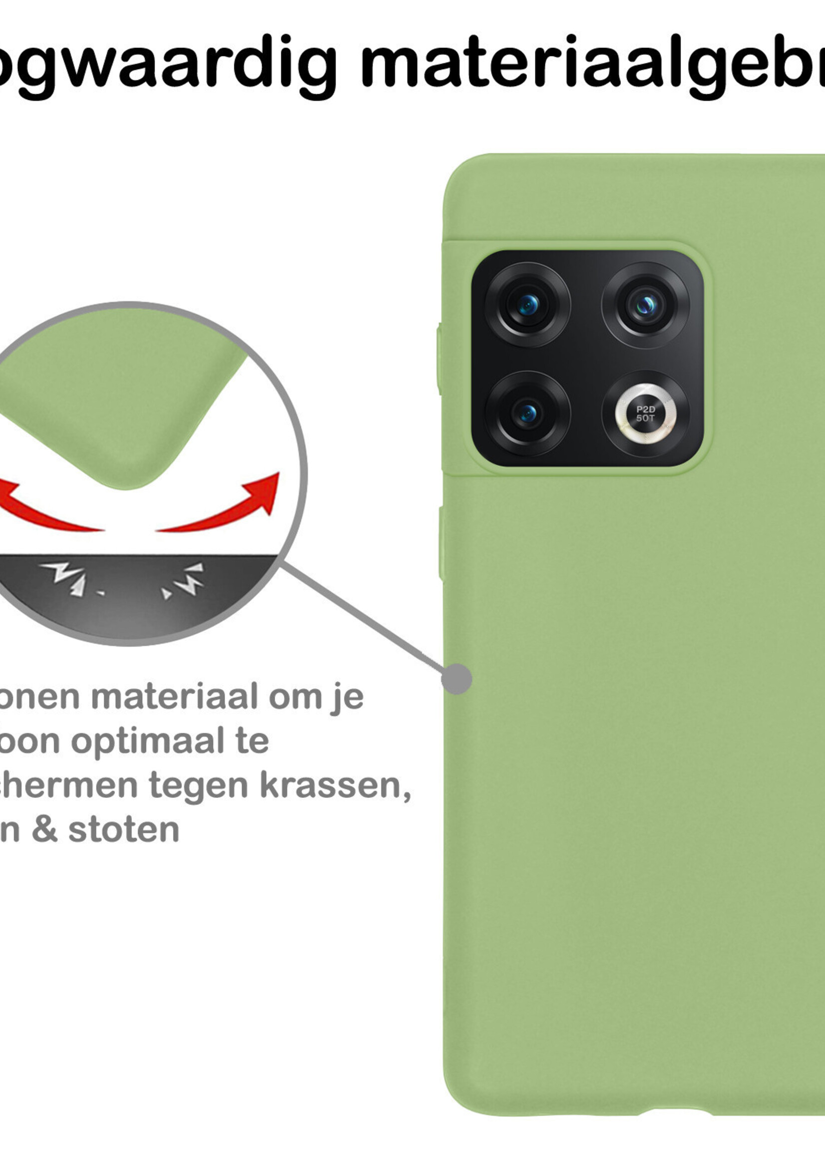 BTH Hoesje Geschikt voor OnePlus 10 Pro Hoesje Siliconen Case Hoes Met 2x Screenprotector - Hoes Geschikt voor OnePlus 10 Pro Hoes Cover Case - Groen