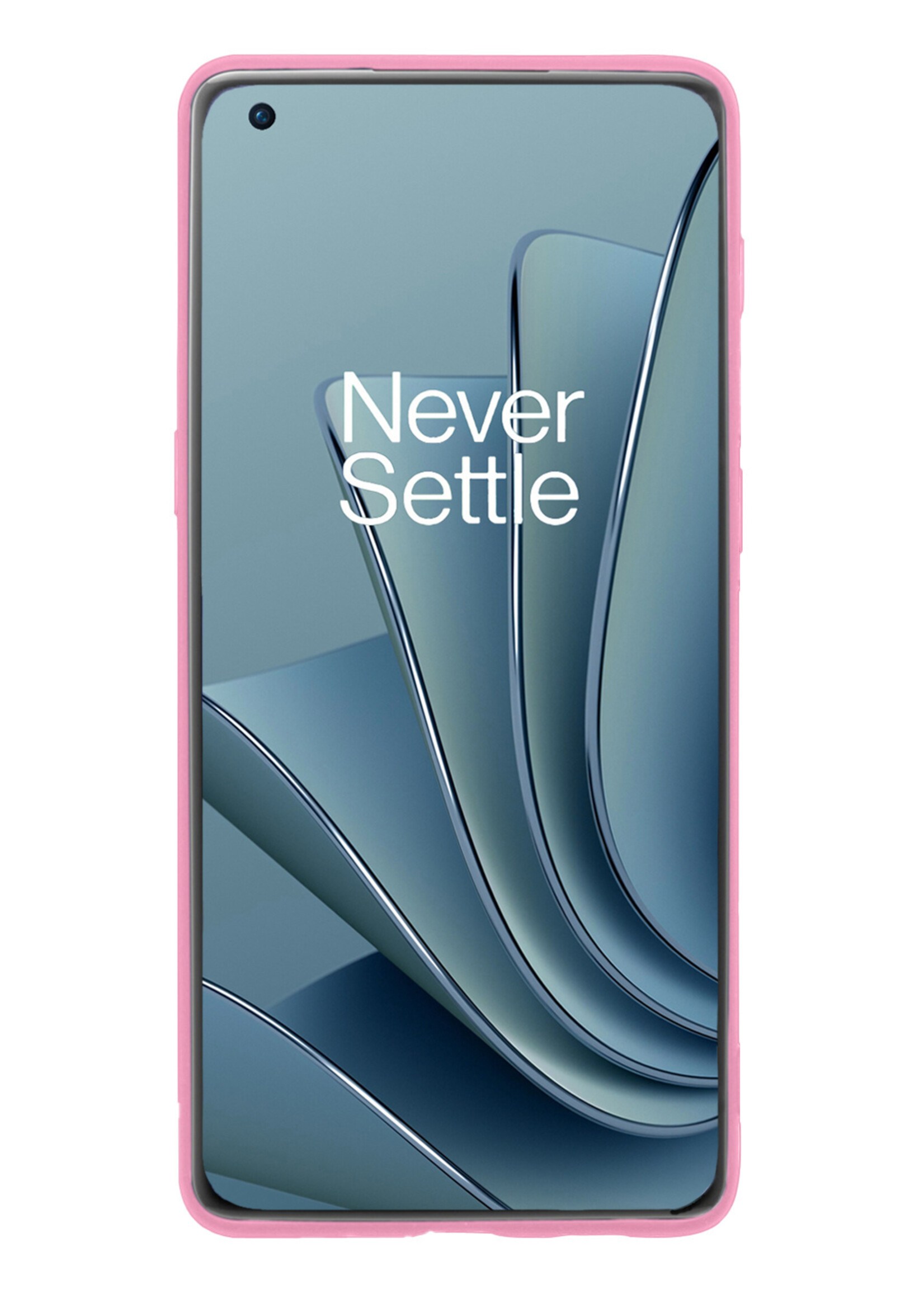 BTH Hoesje Geschikt voor OnePlus 10 Pro Hoesje Siliconen Case Hoes Met 2x Screenprotector - Hoes Geschikt voor OnePlus 10 Pro Hoes Cover Case - Lichtroze