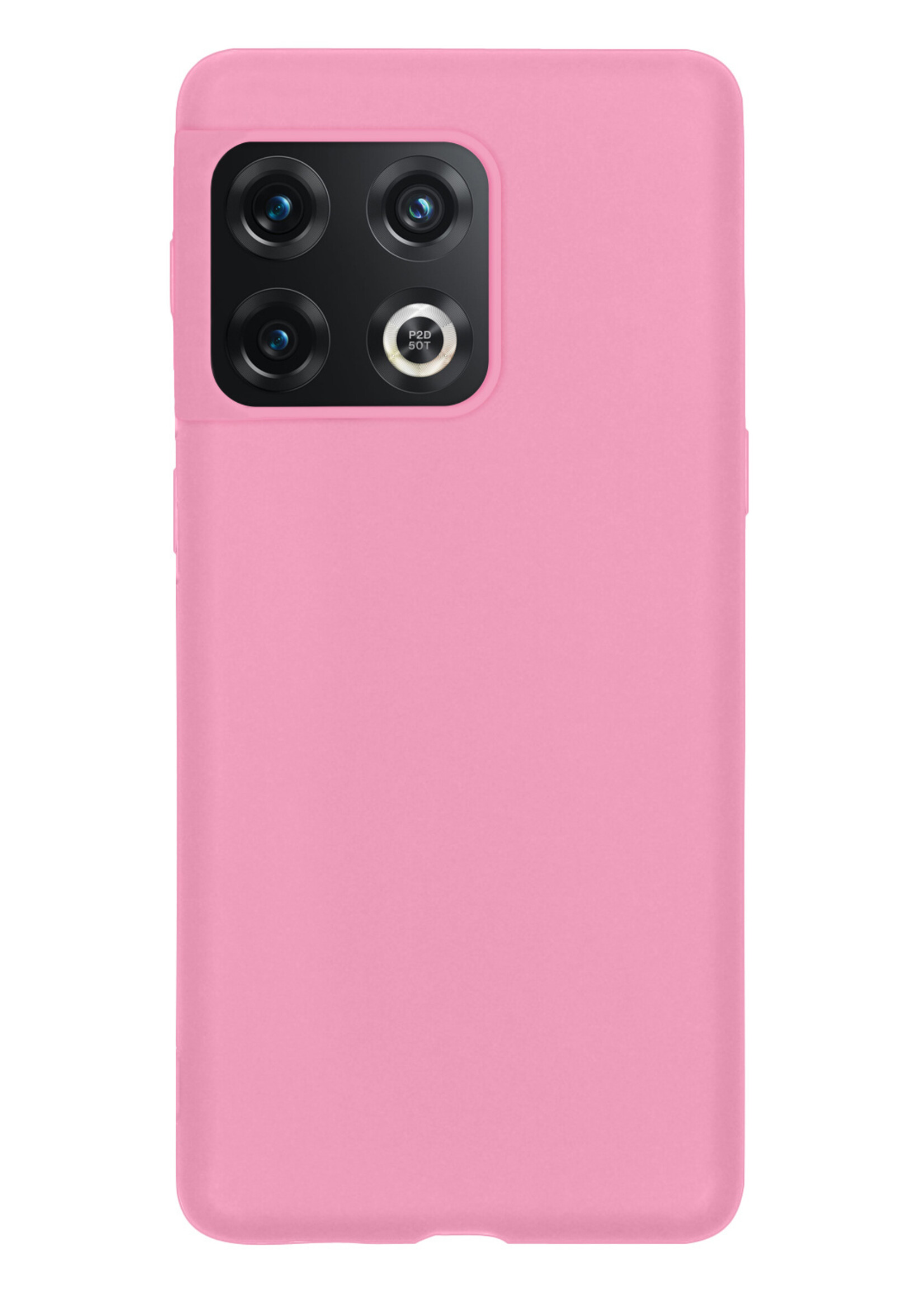 BTH Hoesje Geschikt voor OnePlus 10 Pro Hoesje Siliconen Case Hoes Met 2x Screenprotector - Hoes Geschikt voor OnePlus 10 Pro Hoes Cover Case - Lichtroze
