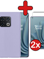 BTH BTH OnePlus 10 Pro Hoesje Siliconen Met 2x Screenprotector - Lila