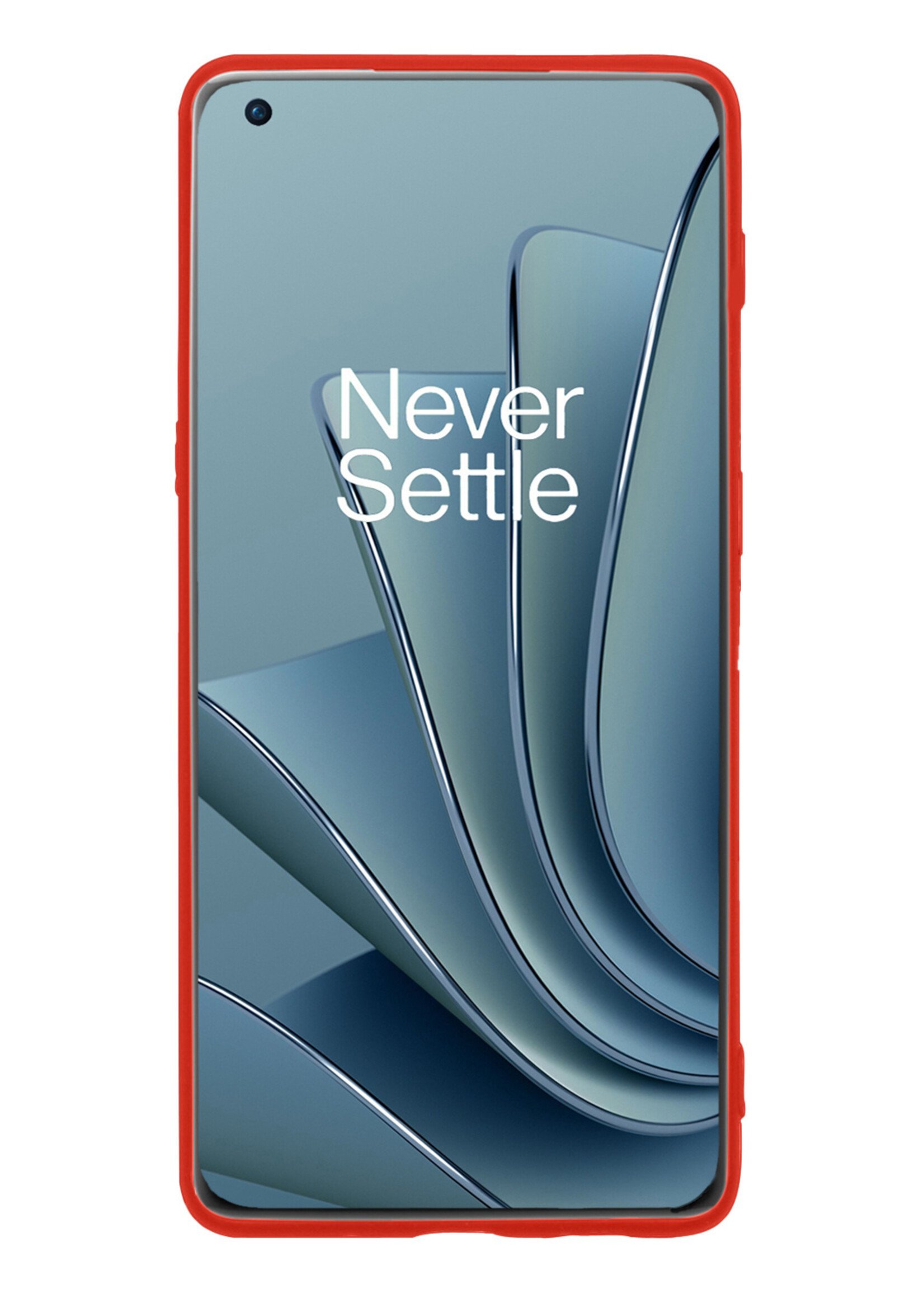 BTH Hoesje Geschikt voor OnePlus 10 Pro Hoesje Siliconen Case Hoes Met 2x Screenprotector - Hoes Geschikt voor OnePlus 10 Pro Hoes Cover Case - Rood