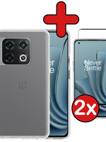 BTH BTH OnePlus 10 Pro Hoesje Siliconen Met 2x Screenprotector - Transparant