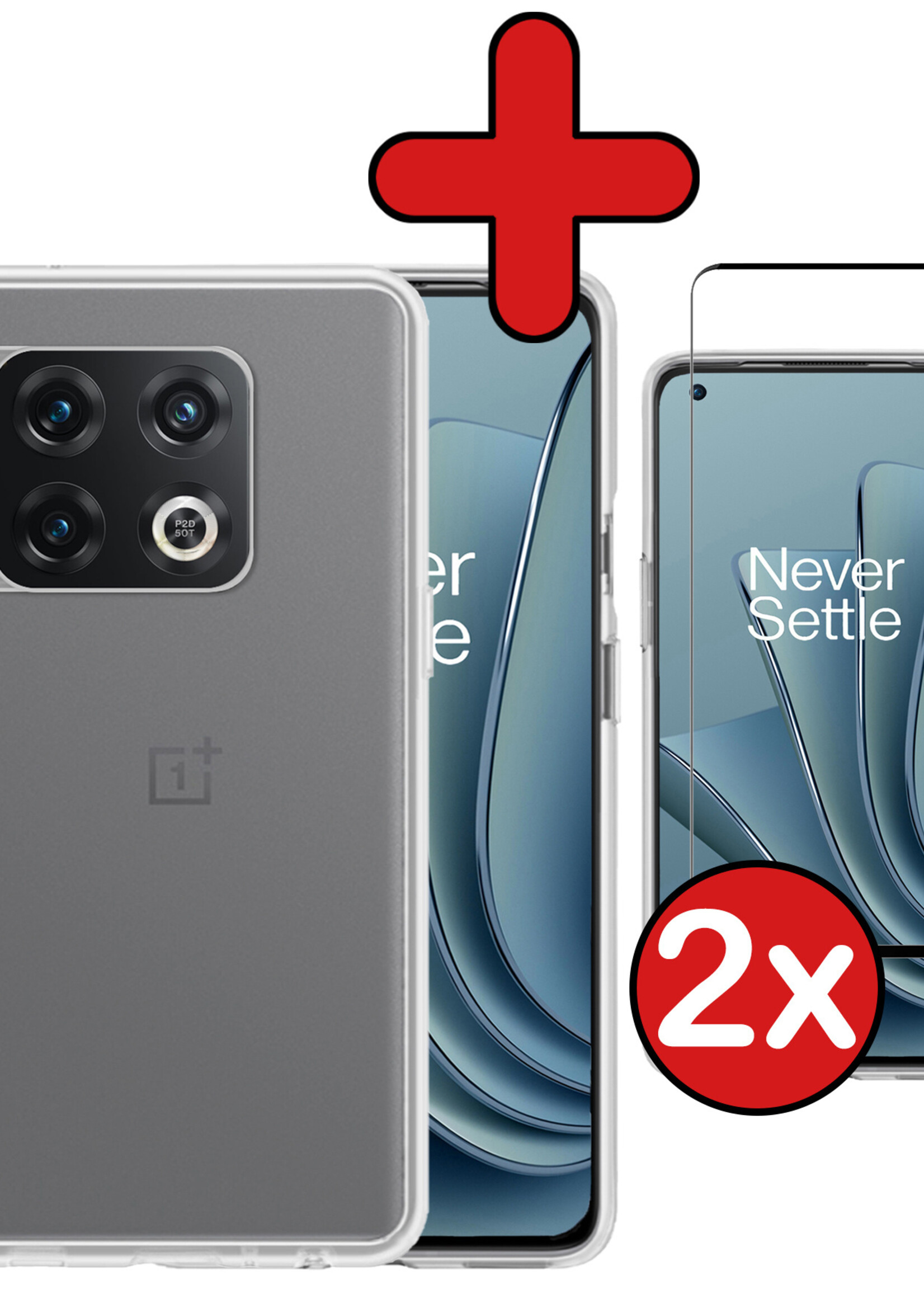 BTH Hoesje Geschikt voor OnePlus 10 Pro Hoesje Siliconen Case Hoes Met 2x Screenprotector - Hoes Geschikt voor OnePlus 10 Pro Hoes Cover Case - Transparant