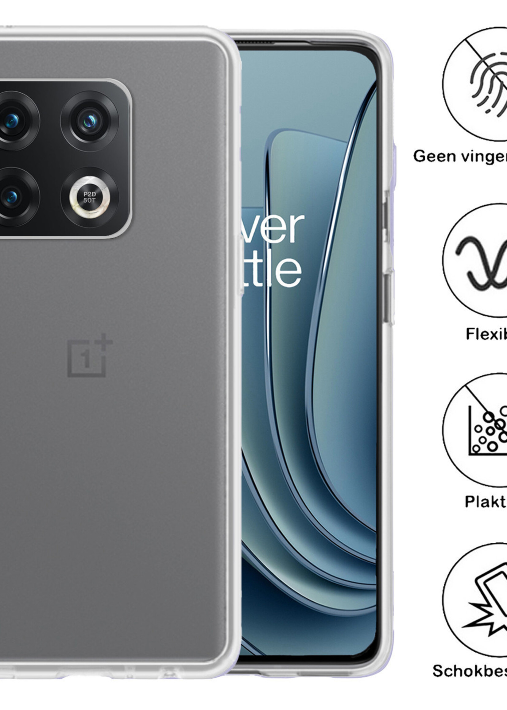 BTH Hoesje Geschikt voor OnePlus 10 Pro Hoesje Siliconen Case Hoes Met 2x Screenprotector - Hoes Geschikt voor OnePlus 10 Pro Hoes Cover Case - Transparant
