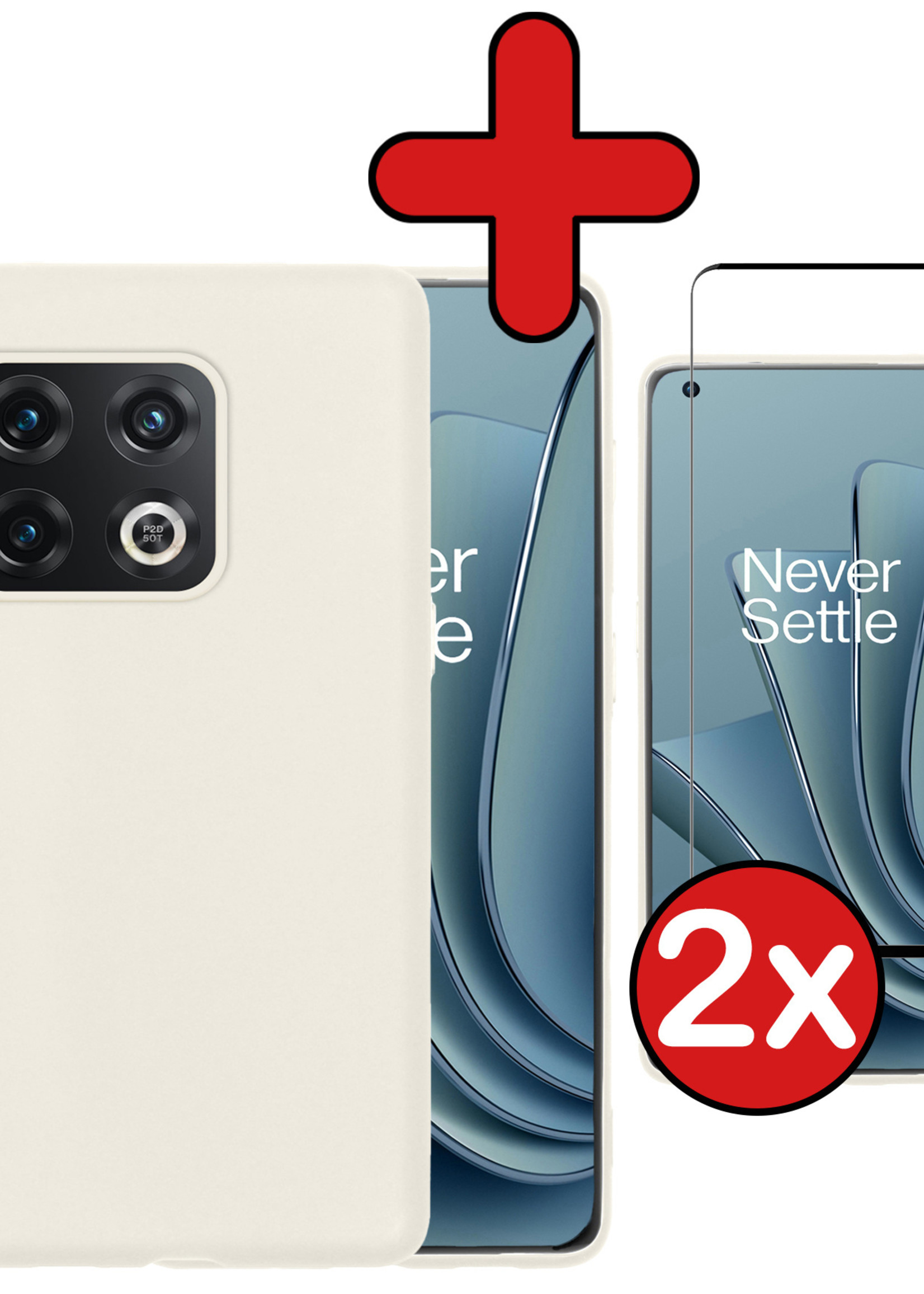 BTH Hoesje Geschikt voor OnePlus 10 Pro Hoesje Siliconen Case Hoes Met 2x Screenprotector - Hoes Geschikt voor OnePlus 10 Pro Hoes Cover Case - Wit