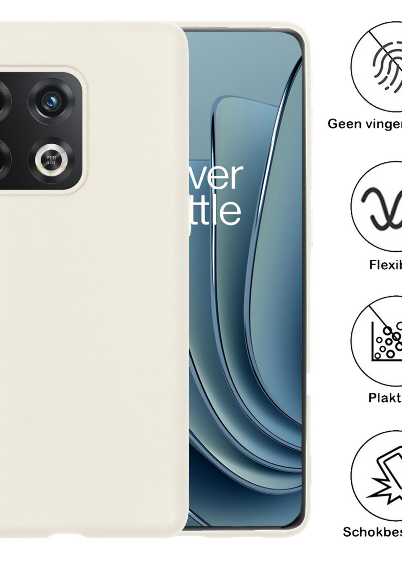 BTH Hoesje Geschikt voor OnePlus 10 Pro Hoesje Siliconen Case Hoes Met 2x Screenprotector - Hoes Geschikt voor OnePlus 10 Pro Hoes Cover Case - Wit