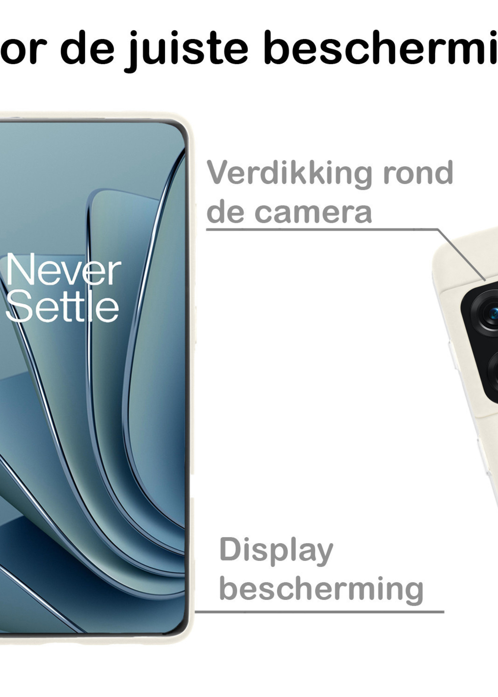 BTH Hoesje Geschikt voor OnePlus 10 Pro Hoesje Siliconen Case Hoes Met 2x Screenprotector - Hoes Geschikt voor OnePlus 10 Pro Hoes Cover Case - Wit