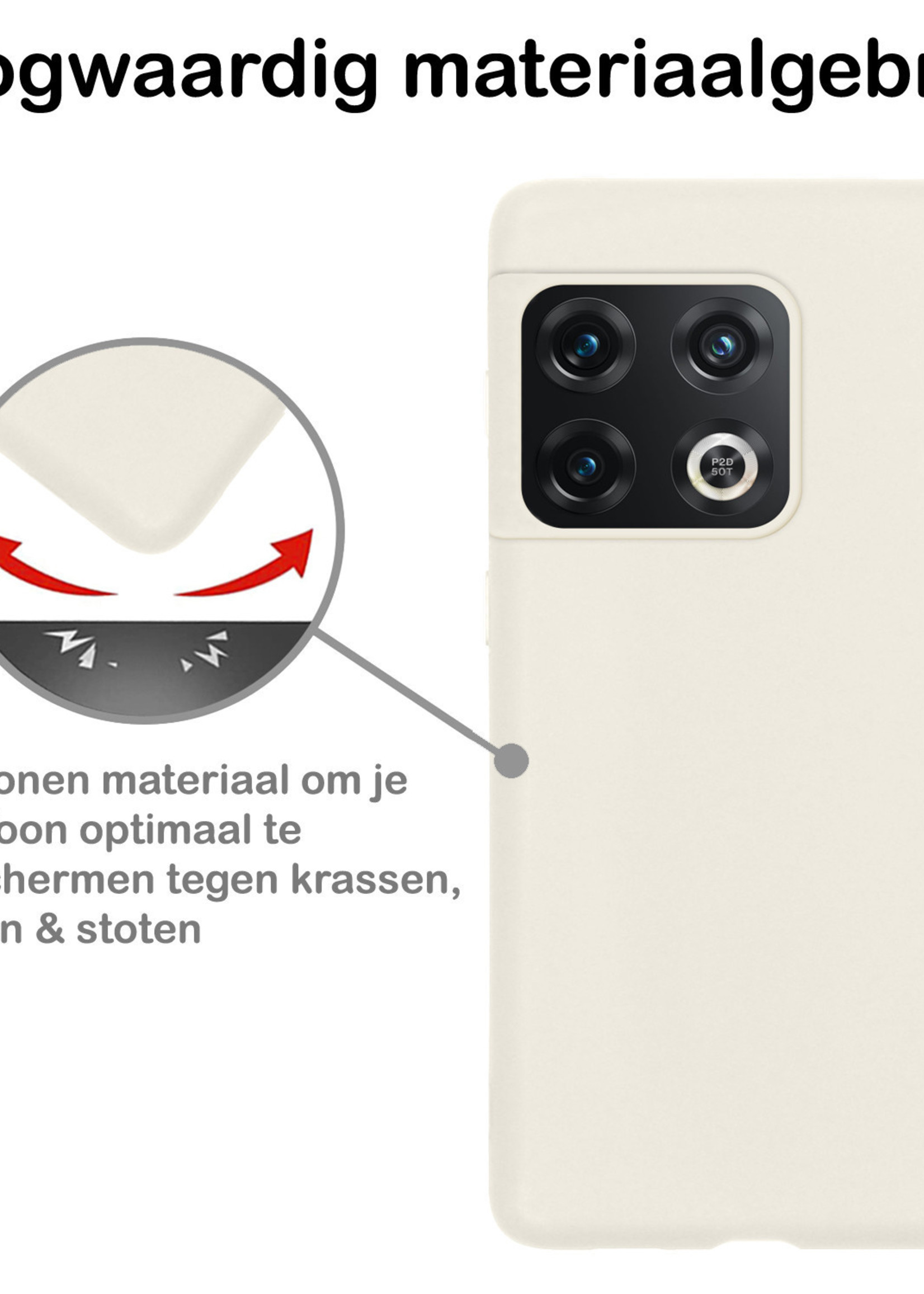 BTH Hoesje Geschikt voor OnePlus 10 Pro Hoesje Siliconen Case Hoes Met 2x Screenprotector - Hoes Geschikt voor OnePlus 10 Pro Hoes Cover Case - Wit