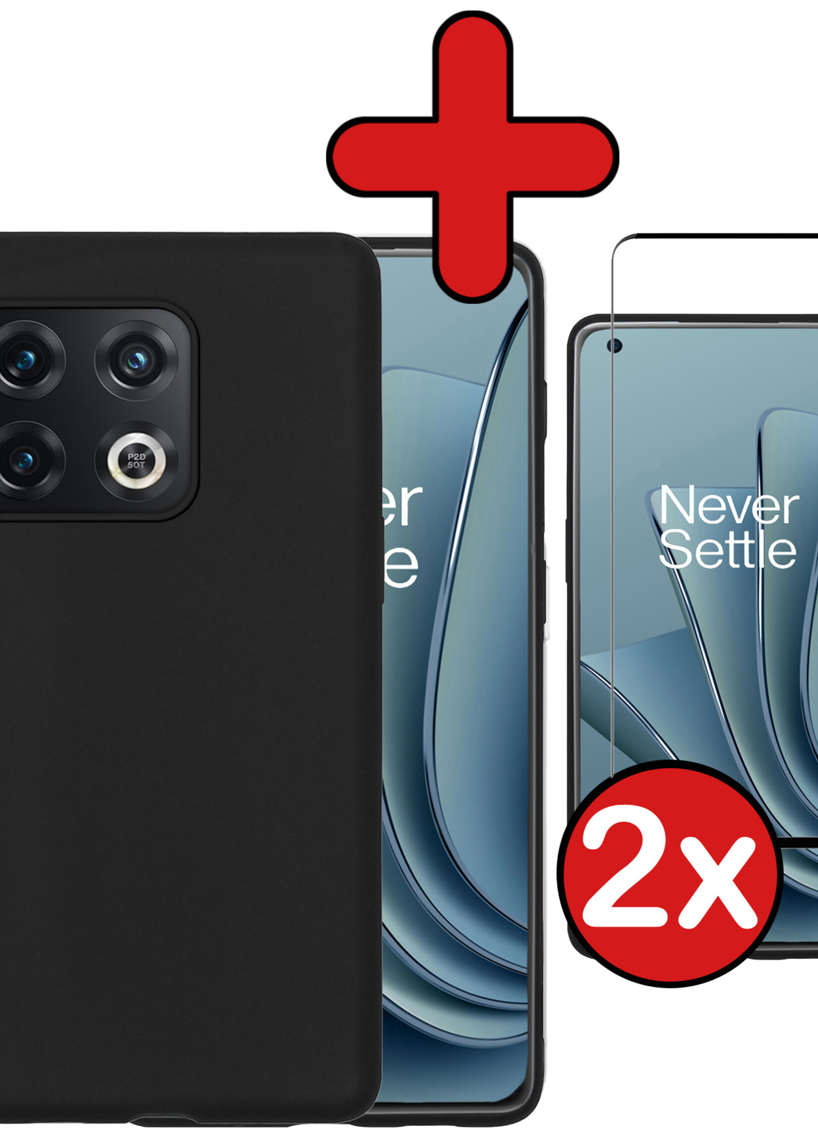 BTH Hoesje Geschikt voor OnePlus 10 Pro Hoesje Siliconen Case Hoes Met 2x Screenprotector - Hoes Geschikt voor OnePlus 10 Pro Hoes Cover Case - Zwart