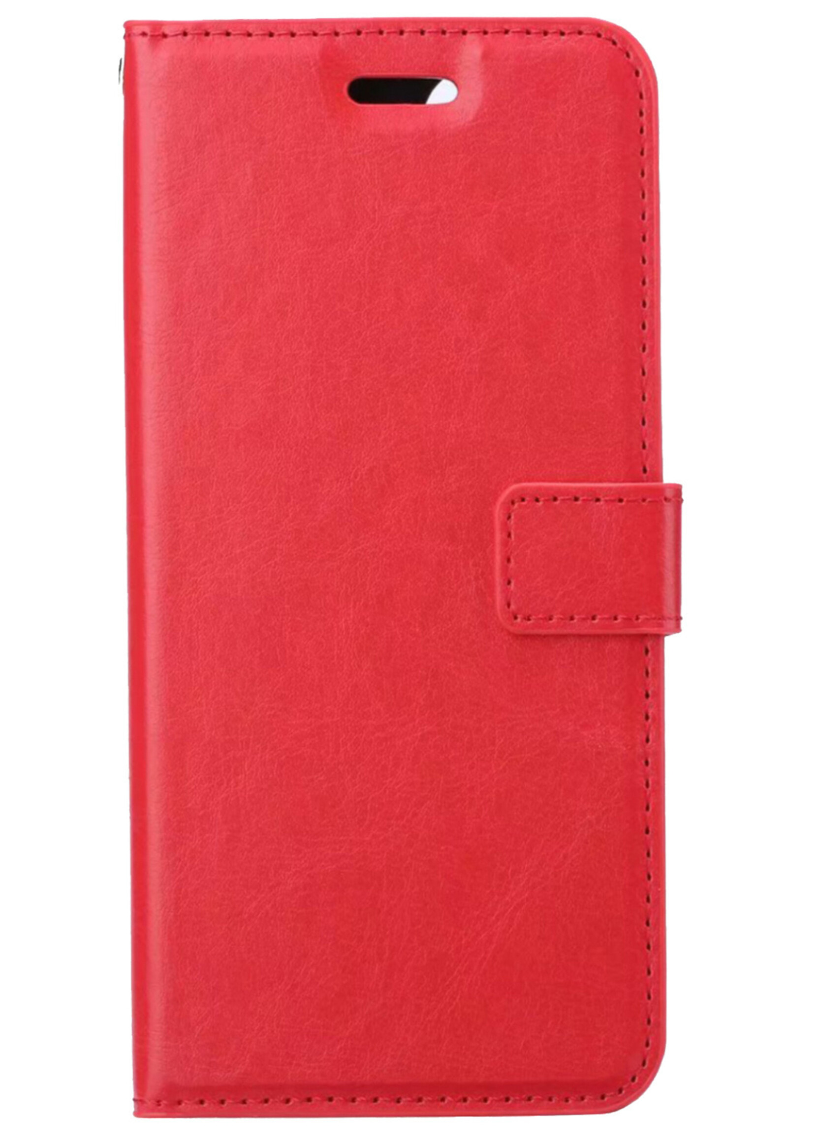 BTH Hoesje Geschikt voor OnePlus 10 Pro Hoesje Book Case Hoes Portemonnee Cover Walletcase Met Screenprotector - Hoes Geschikt voor OnePlus 10 Pro Hoes Bookcase Hoesje - Rood