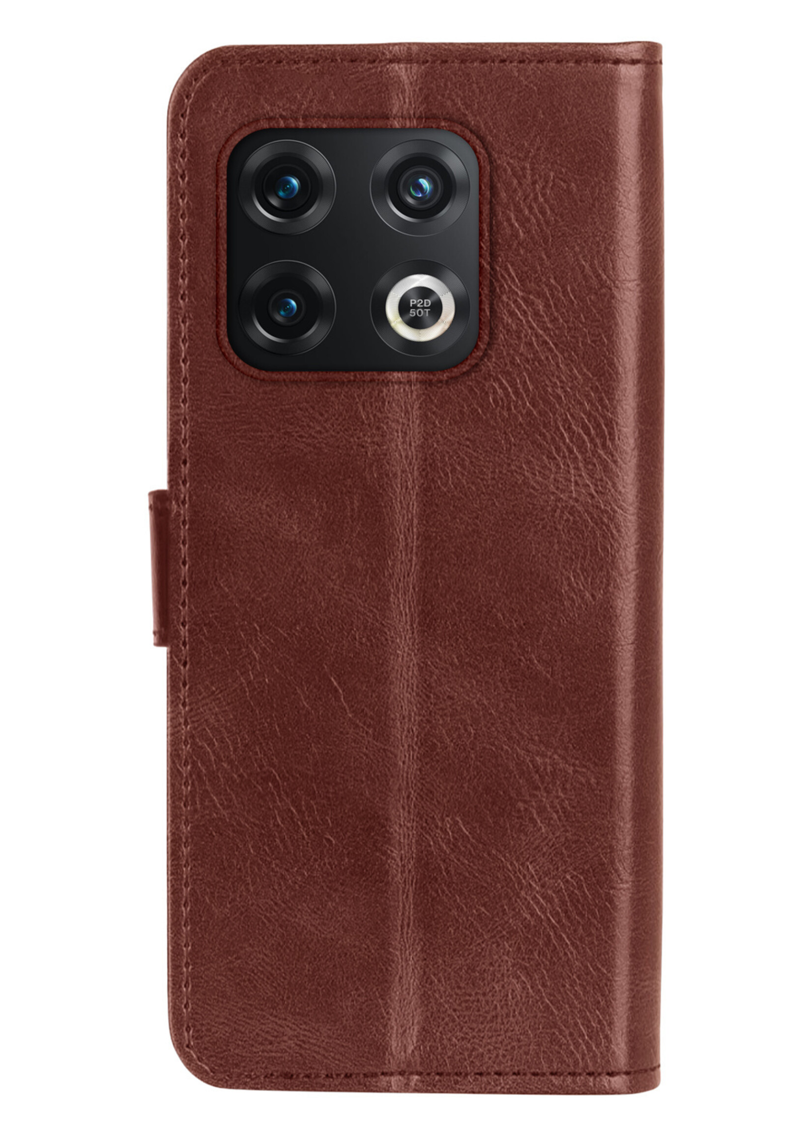 BTH Hoesje Geschikt voor OnePlus 10 Pro Hoesje Book Case Hoes Portemonnee Cover Walletcase Met 2x Screenprotector - Hoes Geschikt voor OnePlus 10 Pro Hoes Bookcase Hoesje - Bruin