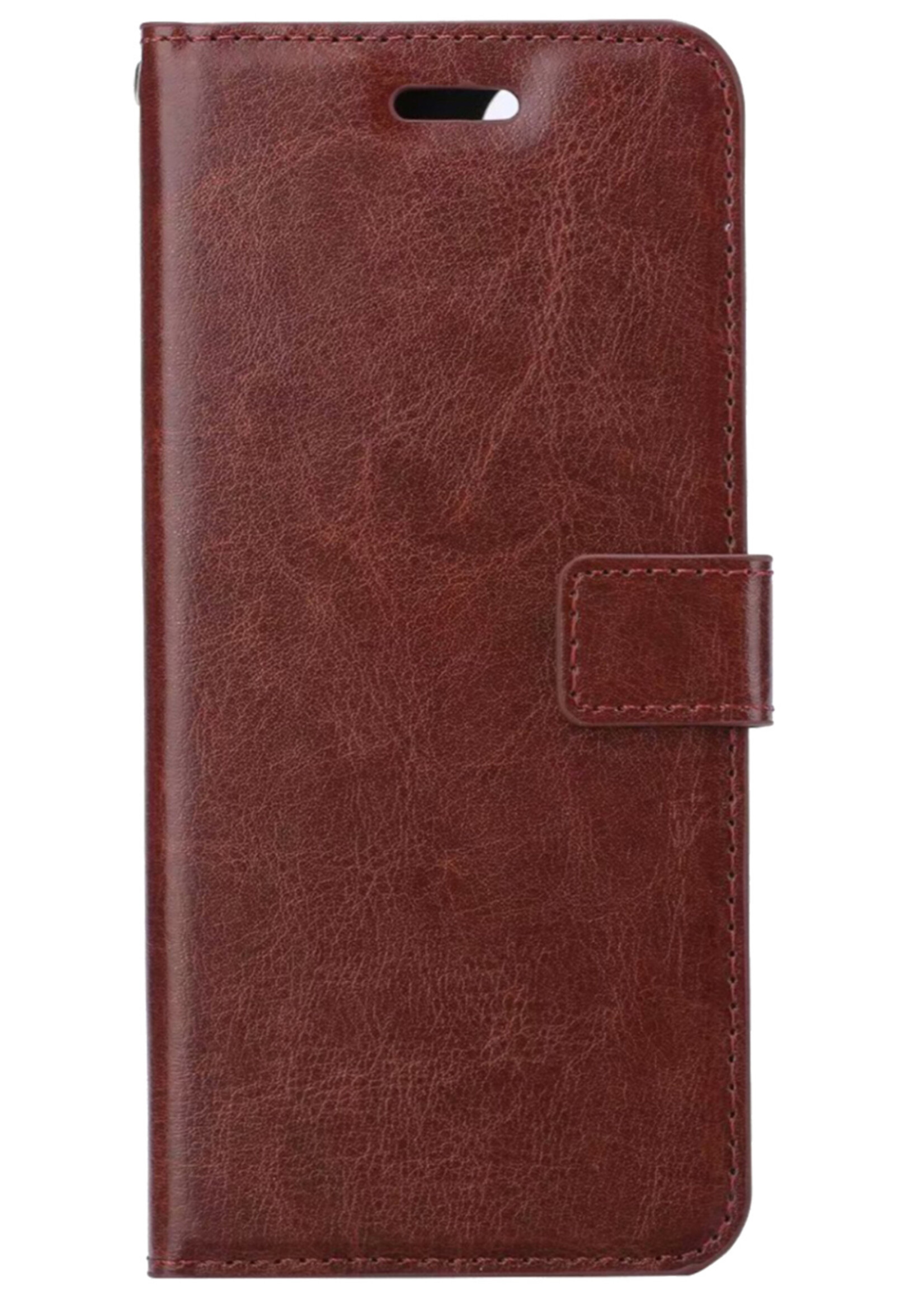 BTH Hoesje Geschikt voor OnePlus 10 Pro Hoesje Book Case Hoes Portemonnee Cover Walletcase Met 2x Screenprotector - Hoes Geschikt voor OnePlus 10 Pro Hoes Bookcase Hoesje - Bruin