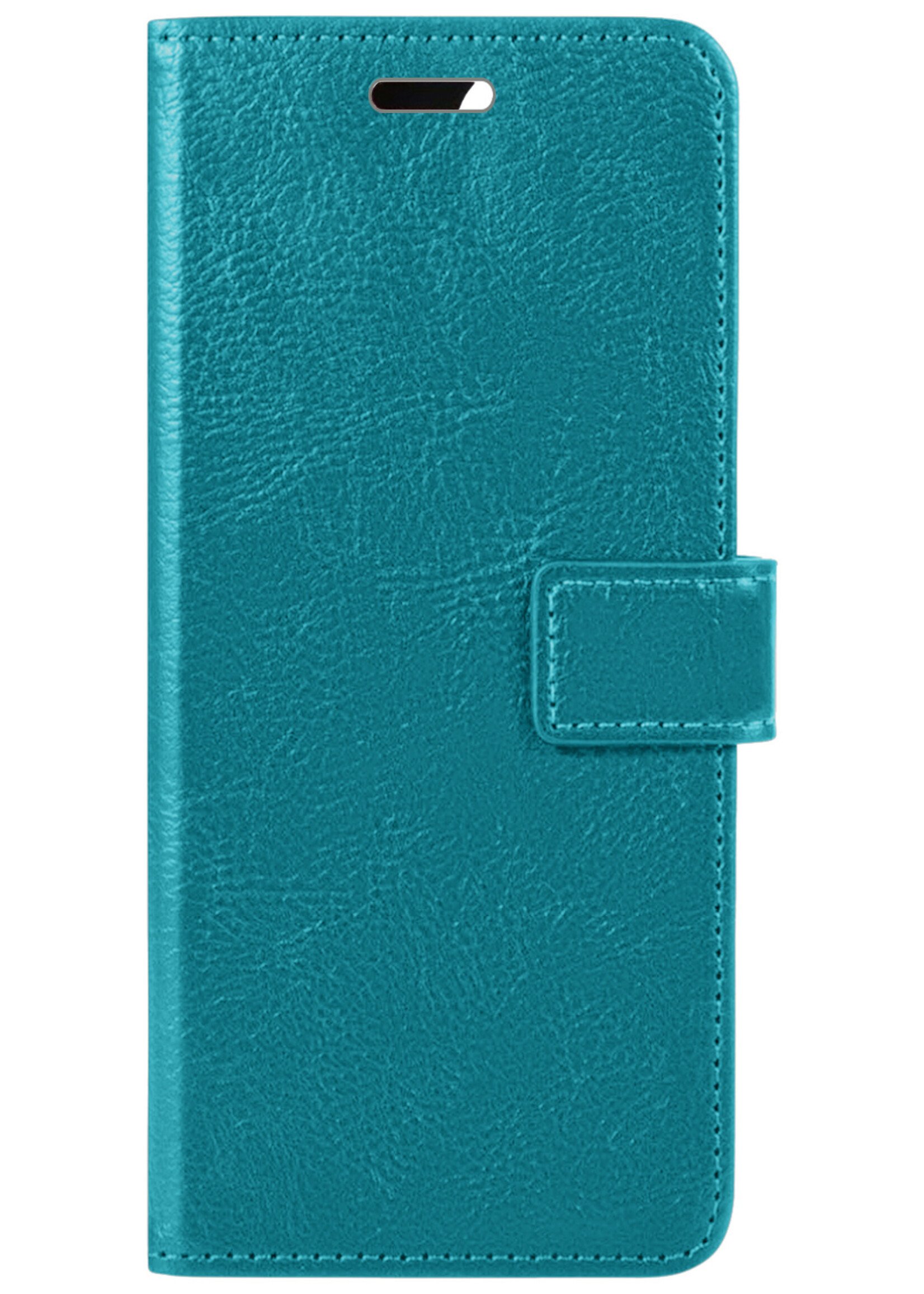 BTH Hoesje Geschikt voor OnePlus 10 Pro Hoesje Book Case Hoes Portemonnee Cover Walletcase Met 2x Screenprotector - Hoes Geschikt voor OnePlus 10 Pro Hoes Bookcase Hoesje - Turquoise