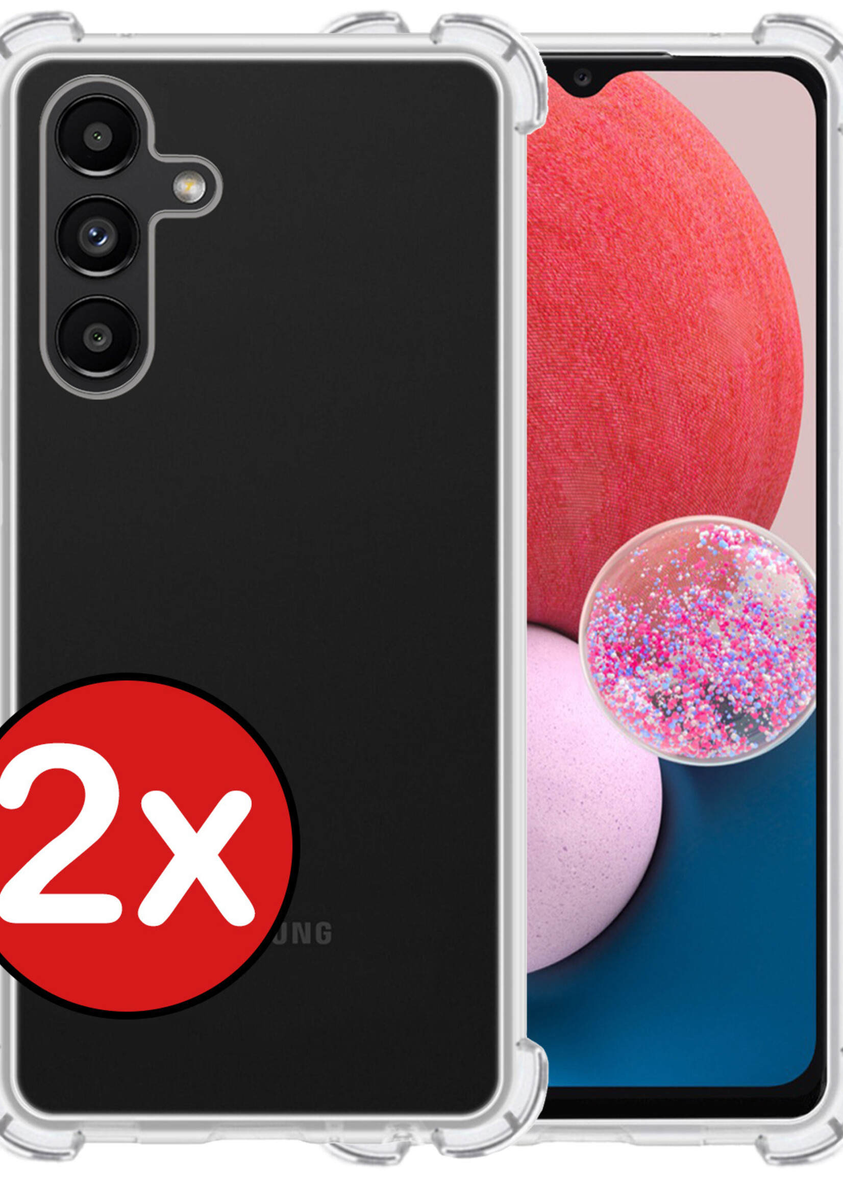 BTH Hoesje Geschikt voor Samsung A13 5G Hoesje Siliconen Shock Proof Case Hoes - Hoes Geschikt voor Samsung Galaxy A13 5G Hoes Cover Case Shockproof - Transparant - 2 PACK