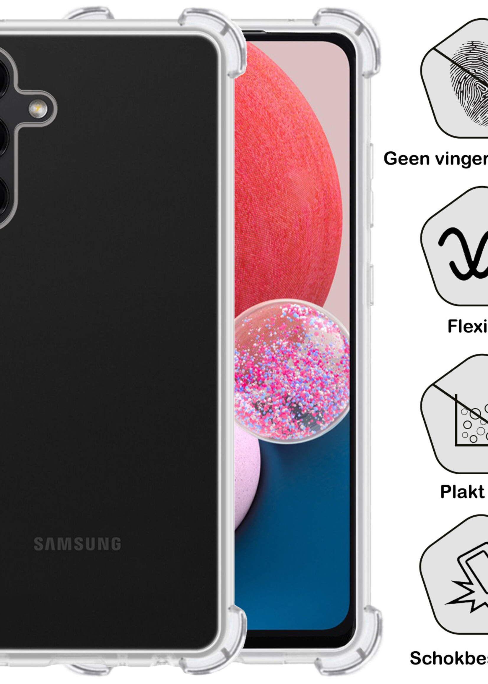 BTH Hoesje Geschikt voor Samsung A13 5G Hoesje Siliconen Shock Proof Case Hoes - Hoes Geschikt voor Samsung Galaxy A13 5G Hoes Cover Case Shockproof - Transparant - 2 PACK