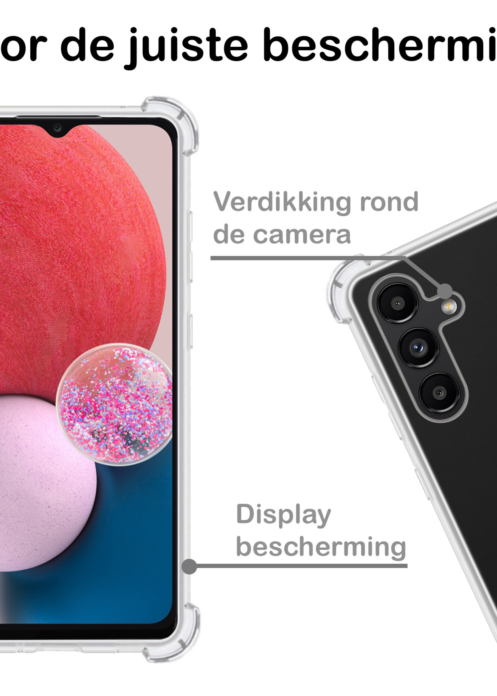 BTH Hoesje Geschikt voor Samsung A13 5G Hoesje Siliconen Shock Proof Case Hoes - Hoes Geschikt voor Samsung Galaxy A13 5G Hoes Cover Case Shockproof - Transparant - 2 PACK