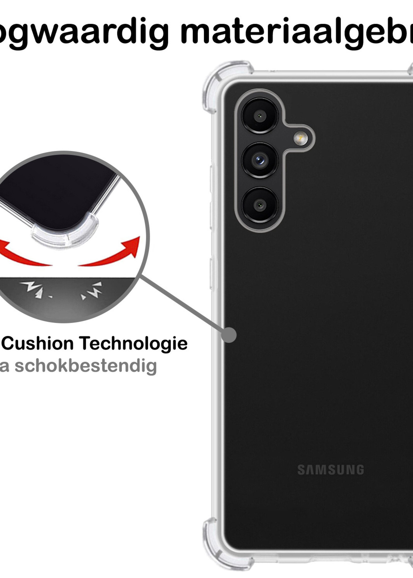 BTH Hoesje Geschikt voor Samsung A13 5G Hoesje Siliconen Shock Proof Case Hoes - Hoes Geschikt voor Samsung Galaxy A13 5G Hoes Cover Case Shockproof - Transparant - 2 PACK