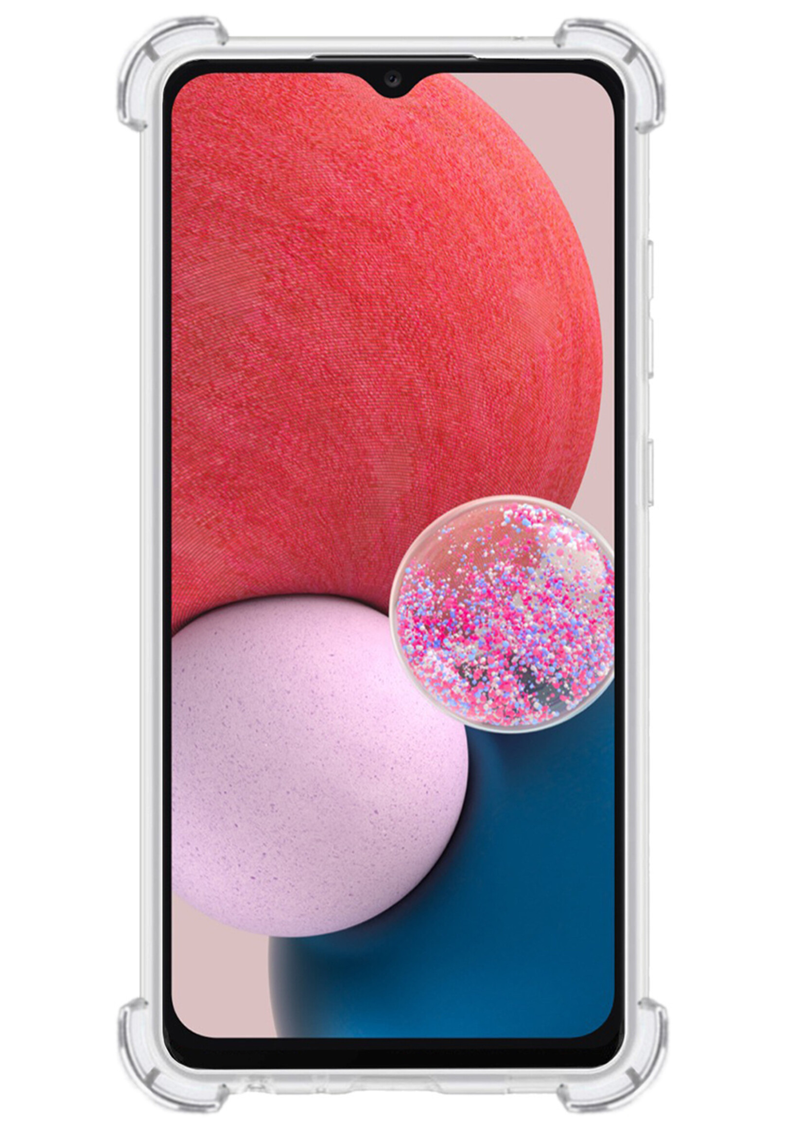 BTH Hoesje Geschikt voor Samsung A13 5G Hoesje Siliconen Shock Proof Case Hoes - Hoes Geschikt voor Samsung Galaxy A13 5G Hoes Cover Case Shockproof - Transparant - 2 PACK